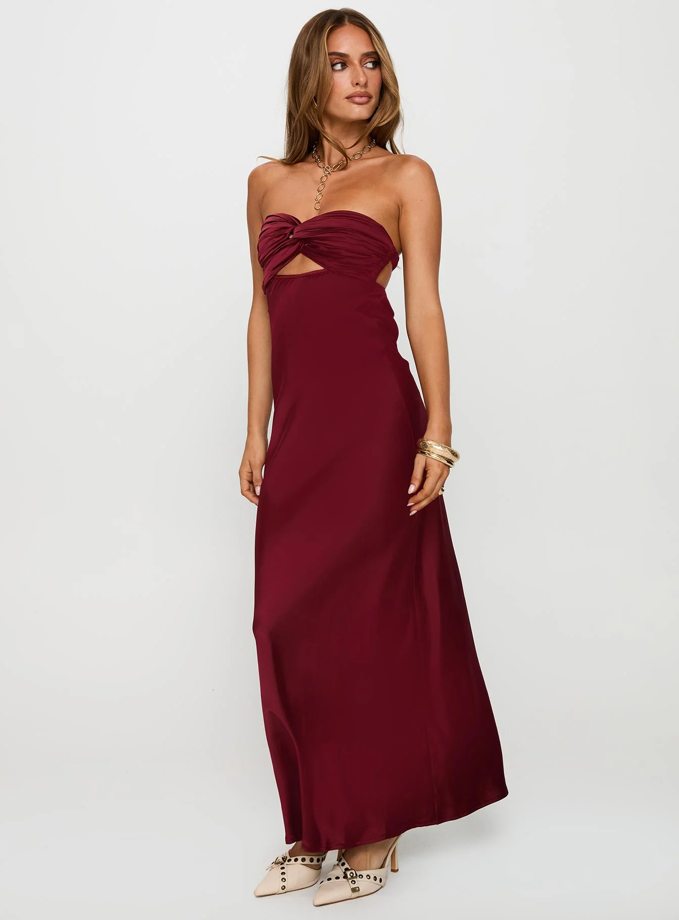 Faviola Strapless Maxi Dress Burgundy