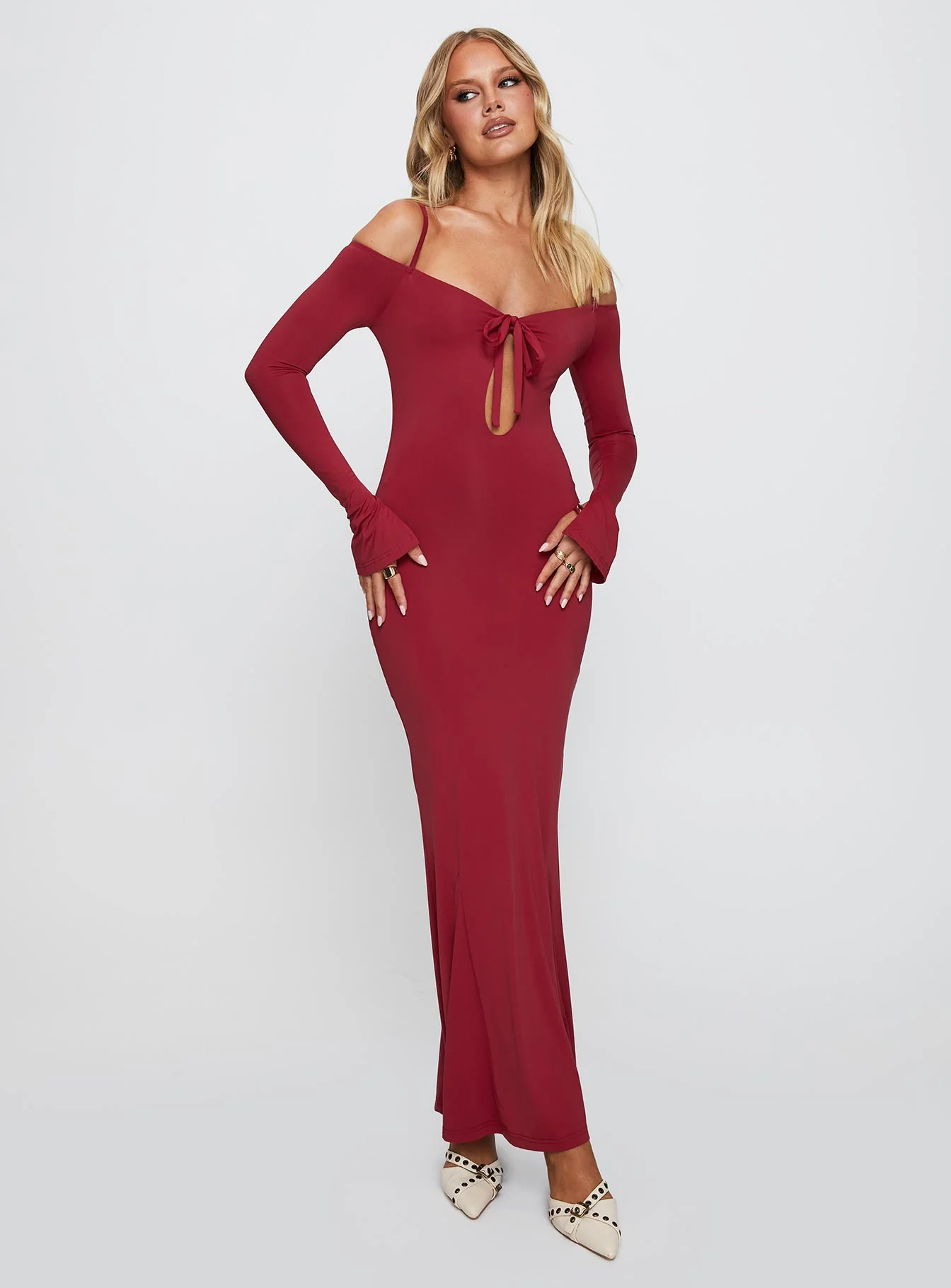 Lucillea Long Sleeve Maxi Dress Red
