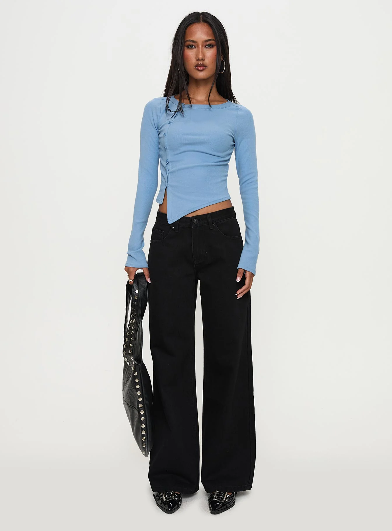 Baseline Button Up Long Sleeve Top Blue