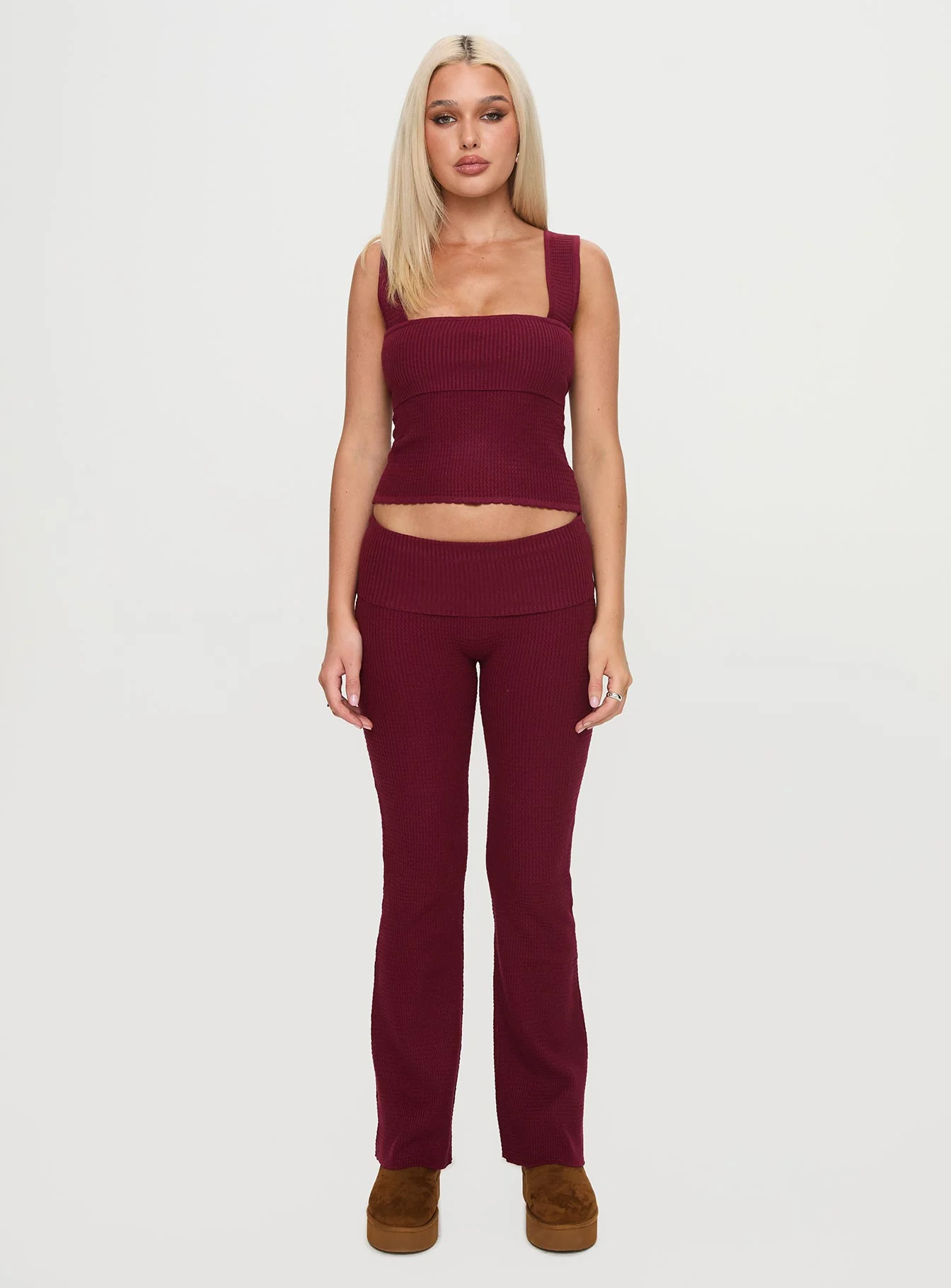 Mooring Square Neck Top Maroon