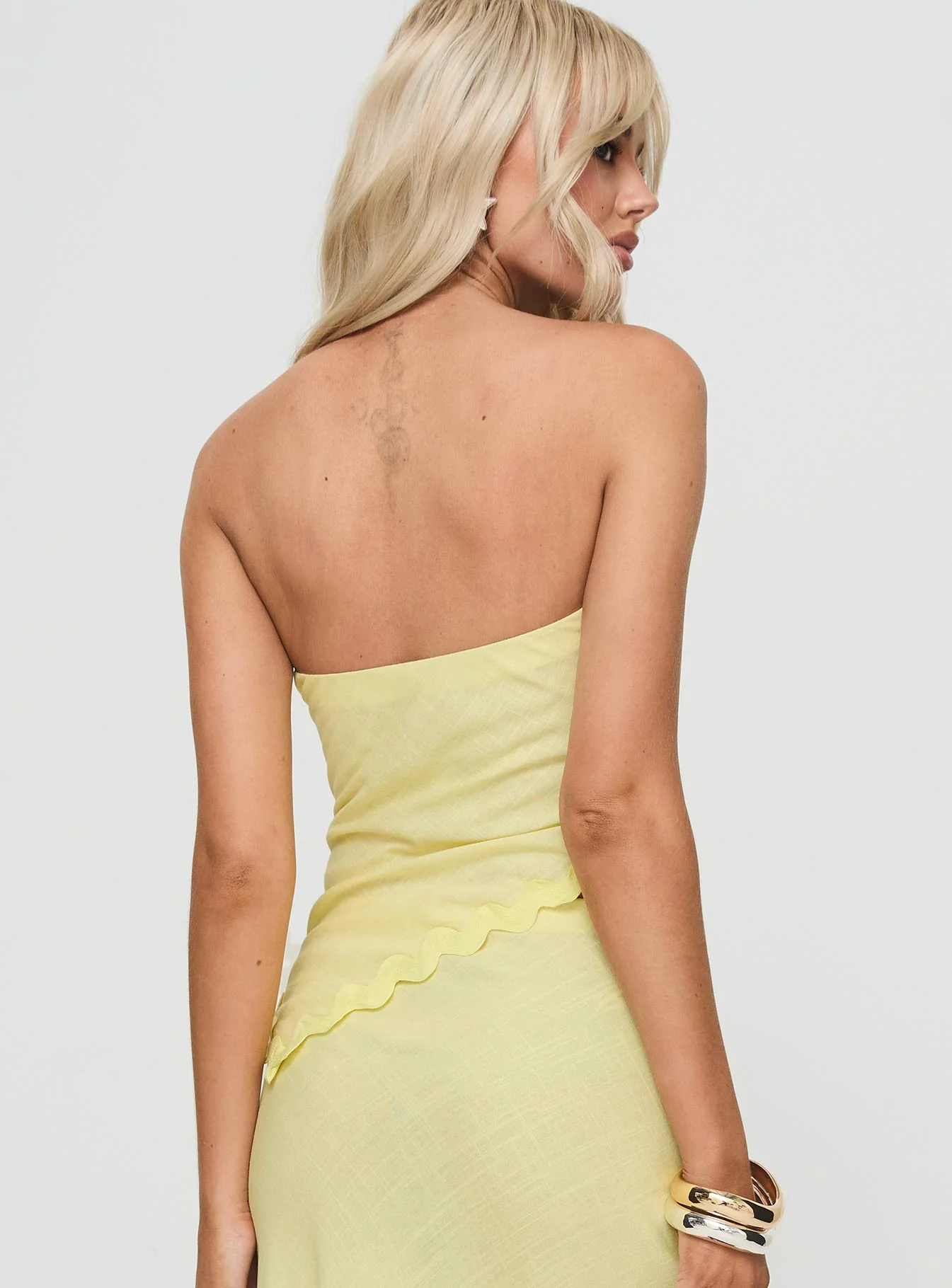 Sunburst Strapless Top Yellow