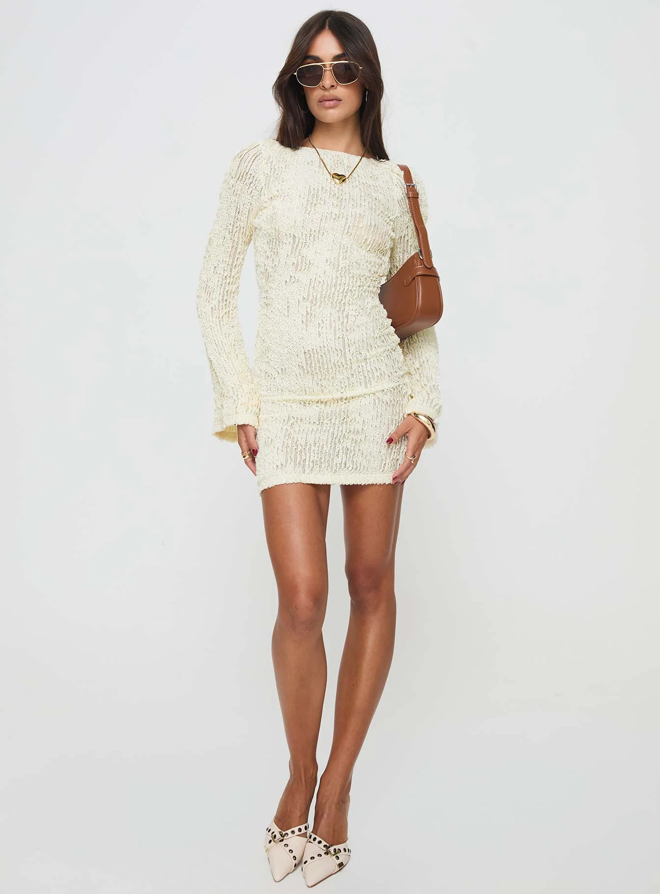 Coolibah Long Sleeve Mini Dress Cream