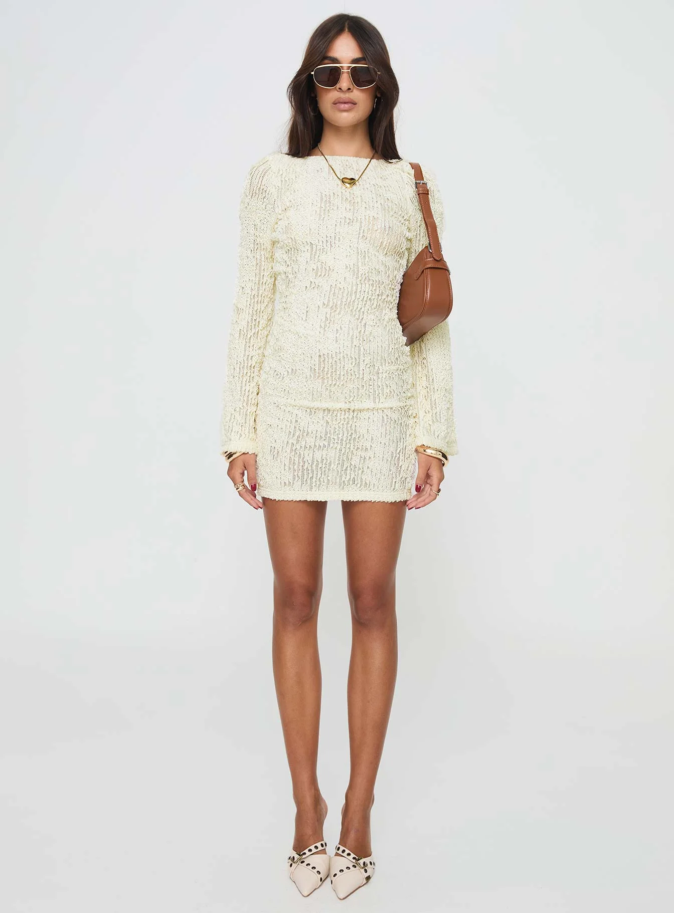 Coolibah Long Sleeve Mini Dress Cream