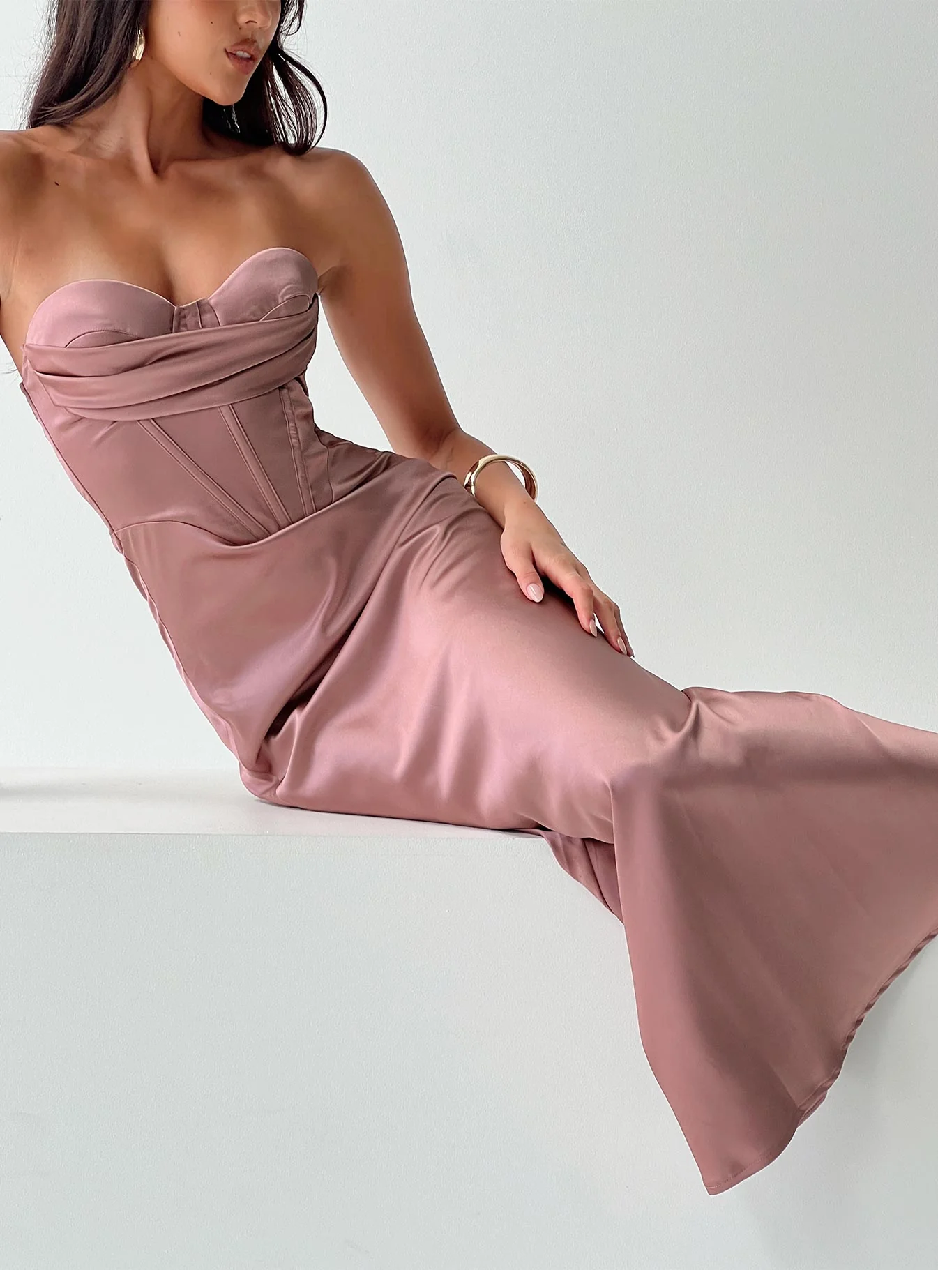 Yannick Strapless Maxi Dress Mocha