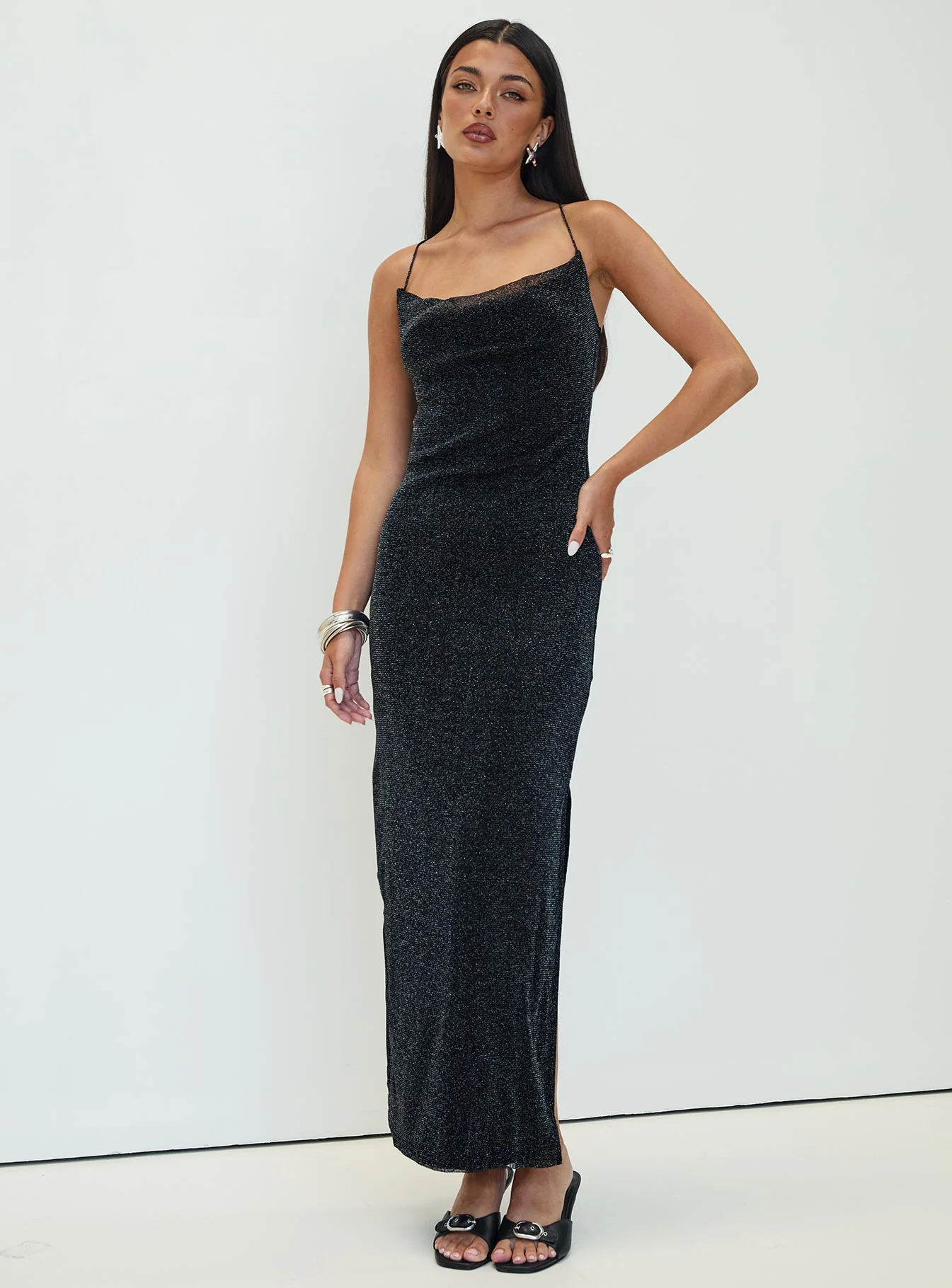 Cutting Edge Maxi Dress Black Glitter