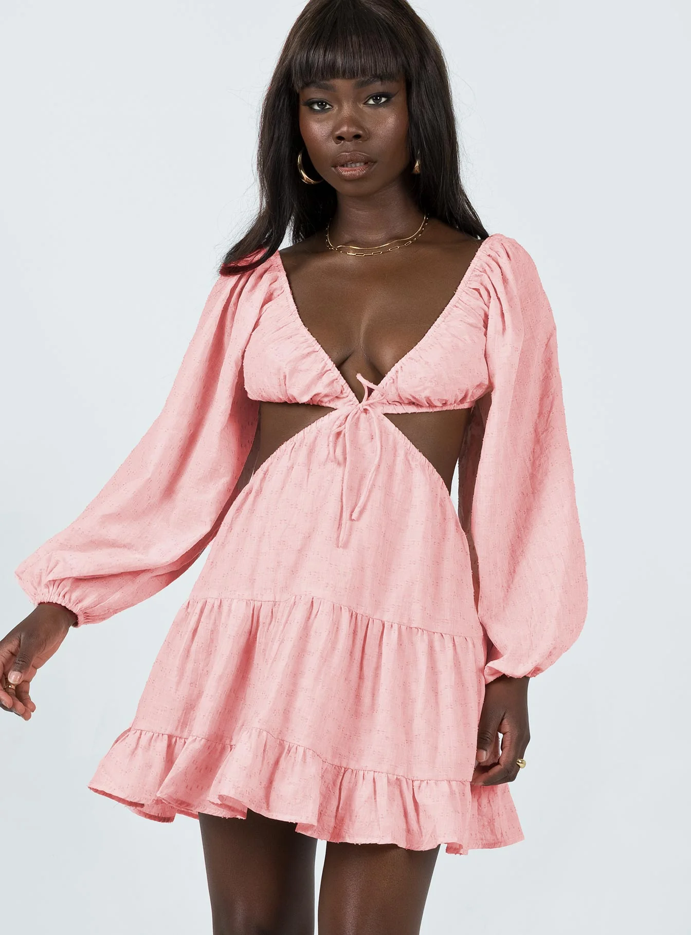 Liloh Long Sleeve Mini Dress Pink