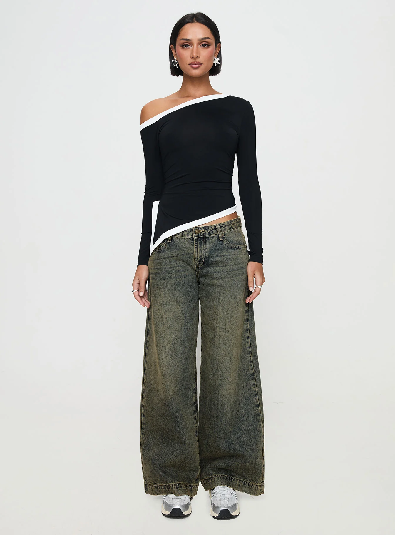 Fake Smile Long Sleeve Top Black