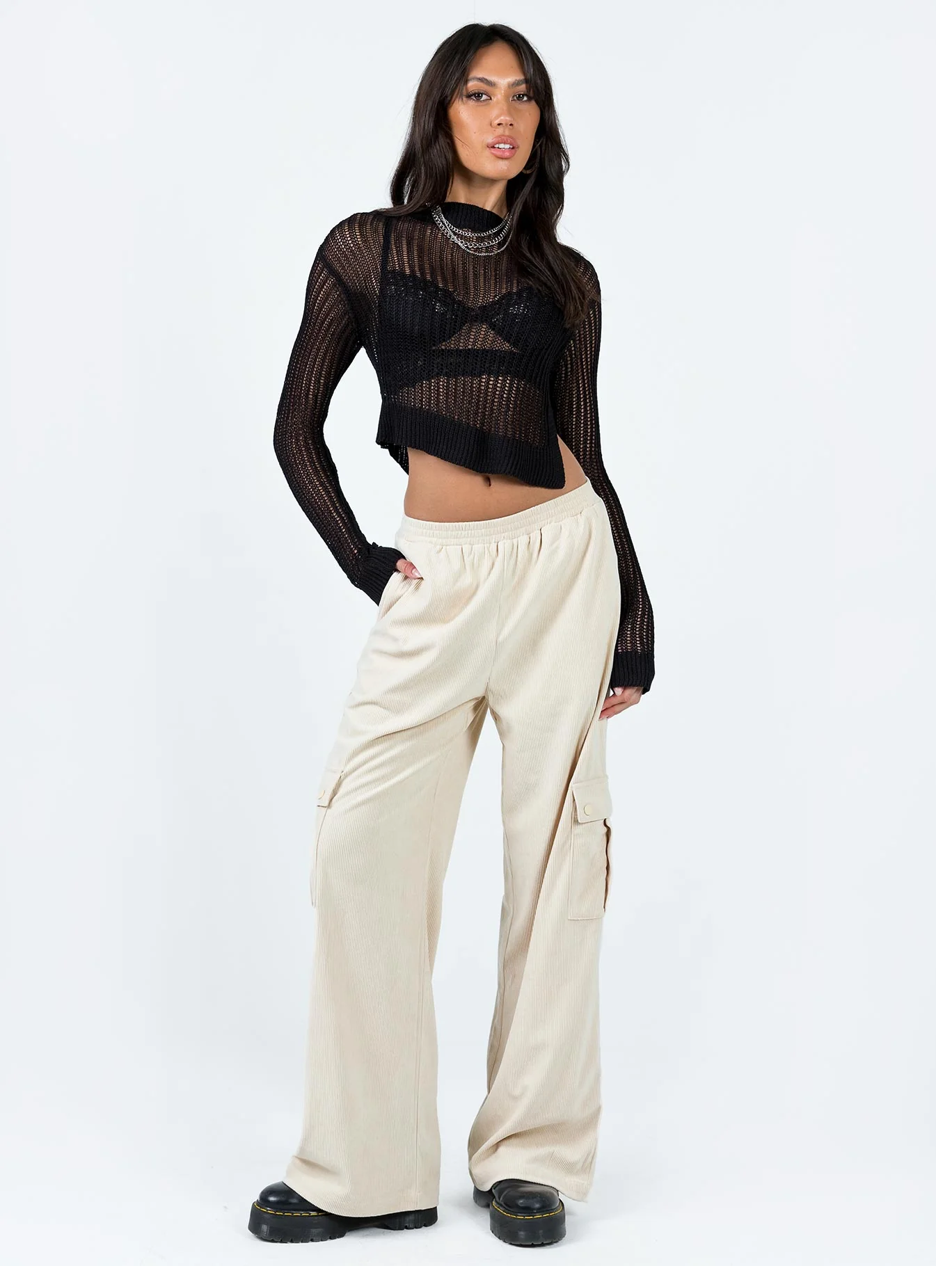 Lista Cord Elastic Pocket Pants Beige