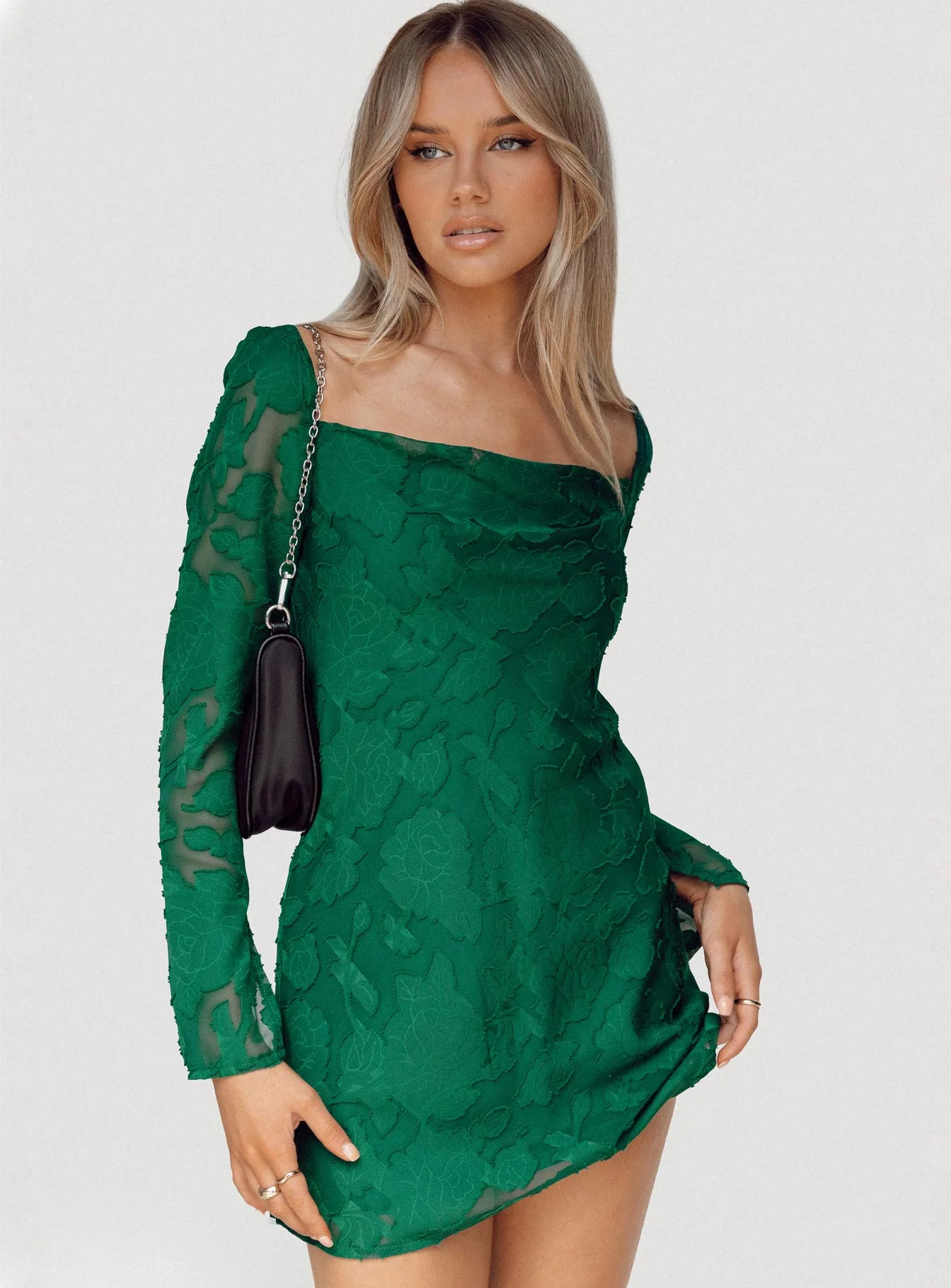 Star Power Mini Dress Forest Green