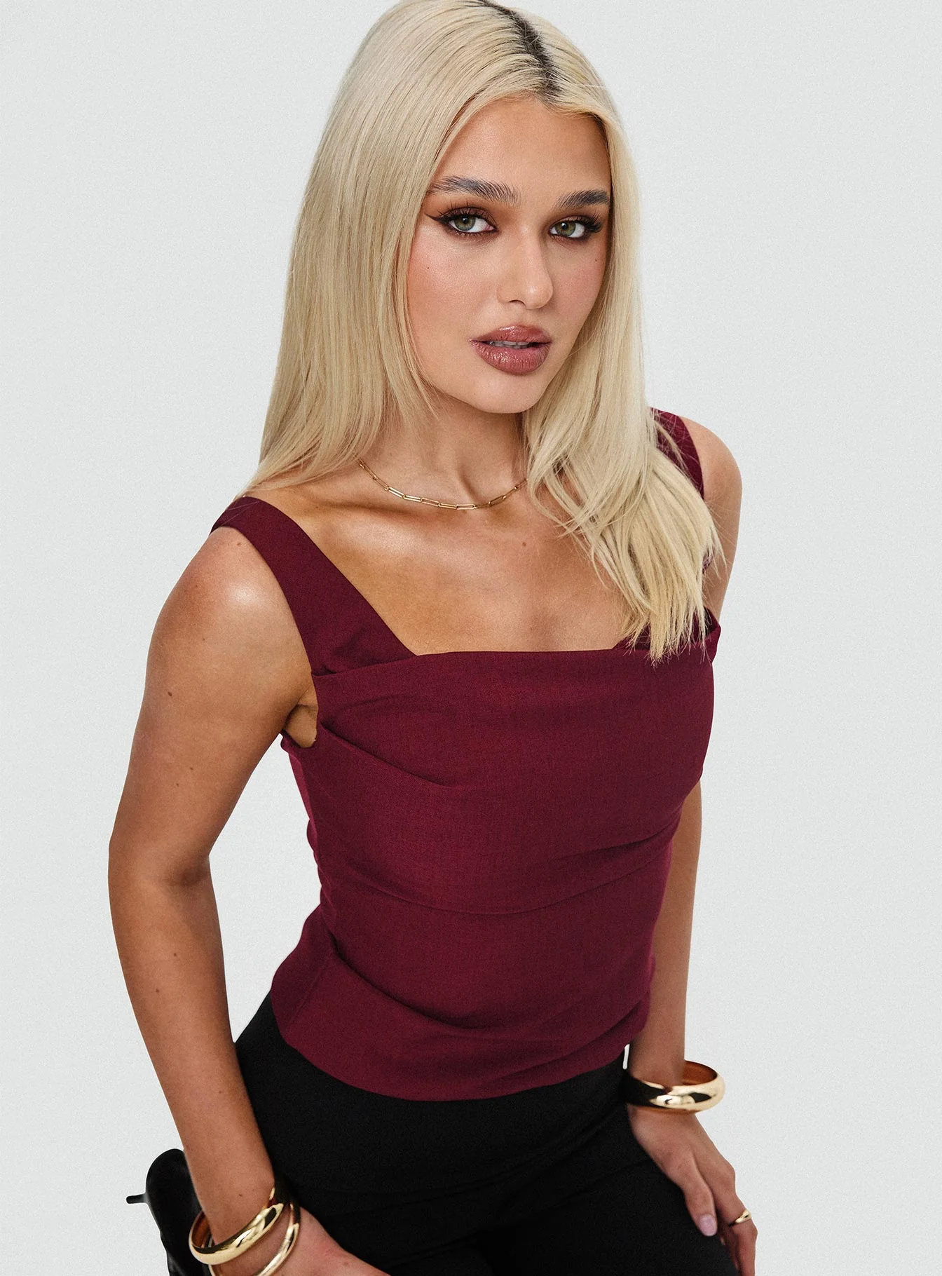 Lallina Top Burgundy