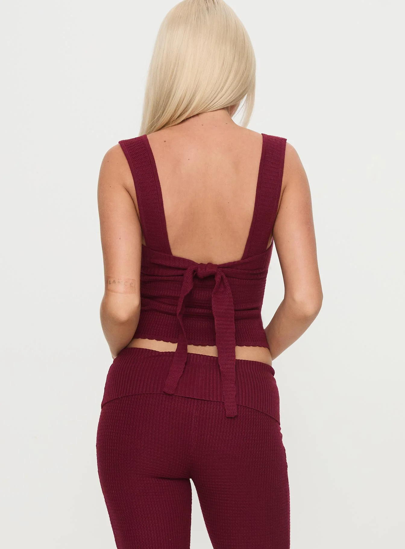 Mooring Square Neck Top Maroon