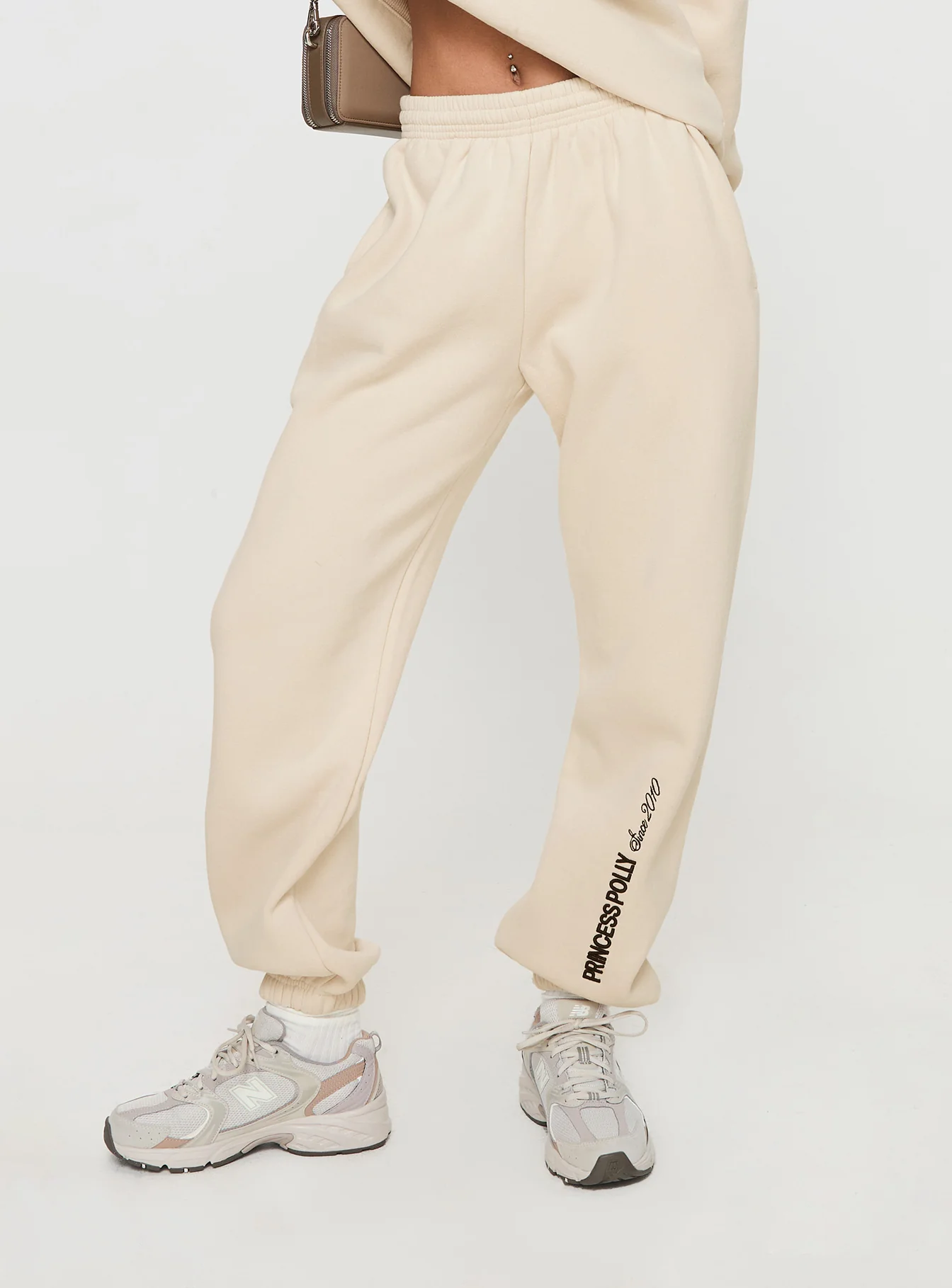 Princess Polly Track Pants Block / Cursive Text Stone