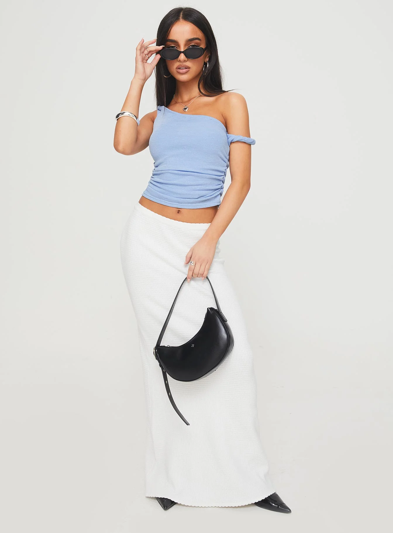 Messenger One Shoulder Top Blue