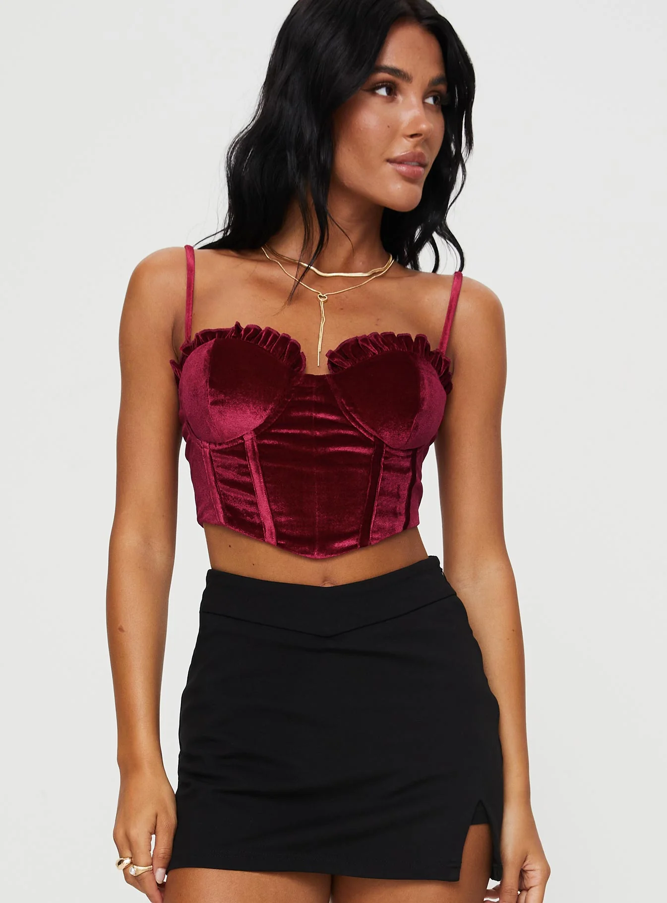 Briddell Velvet Corset Top Red
