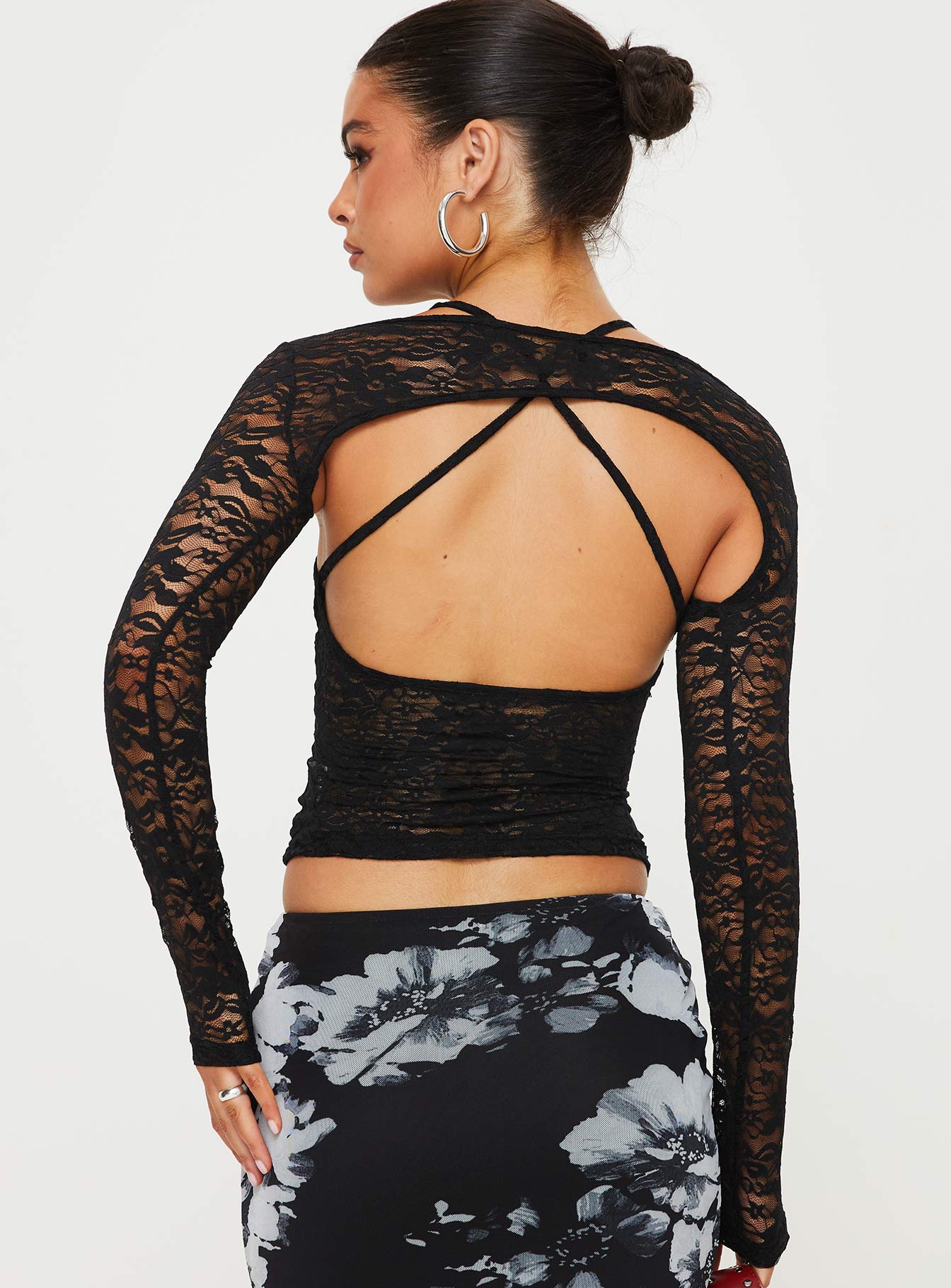 Silveira Long Sleeve Lace Top Black