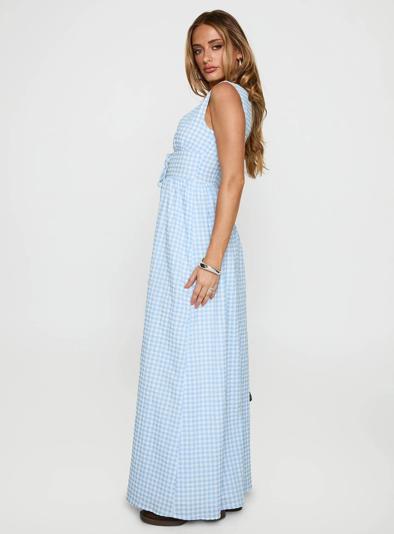 Pokey Maxi Dress Blue Check