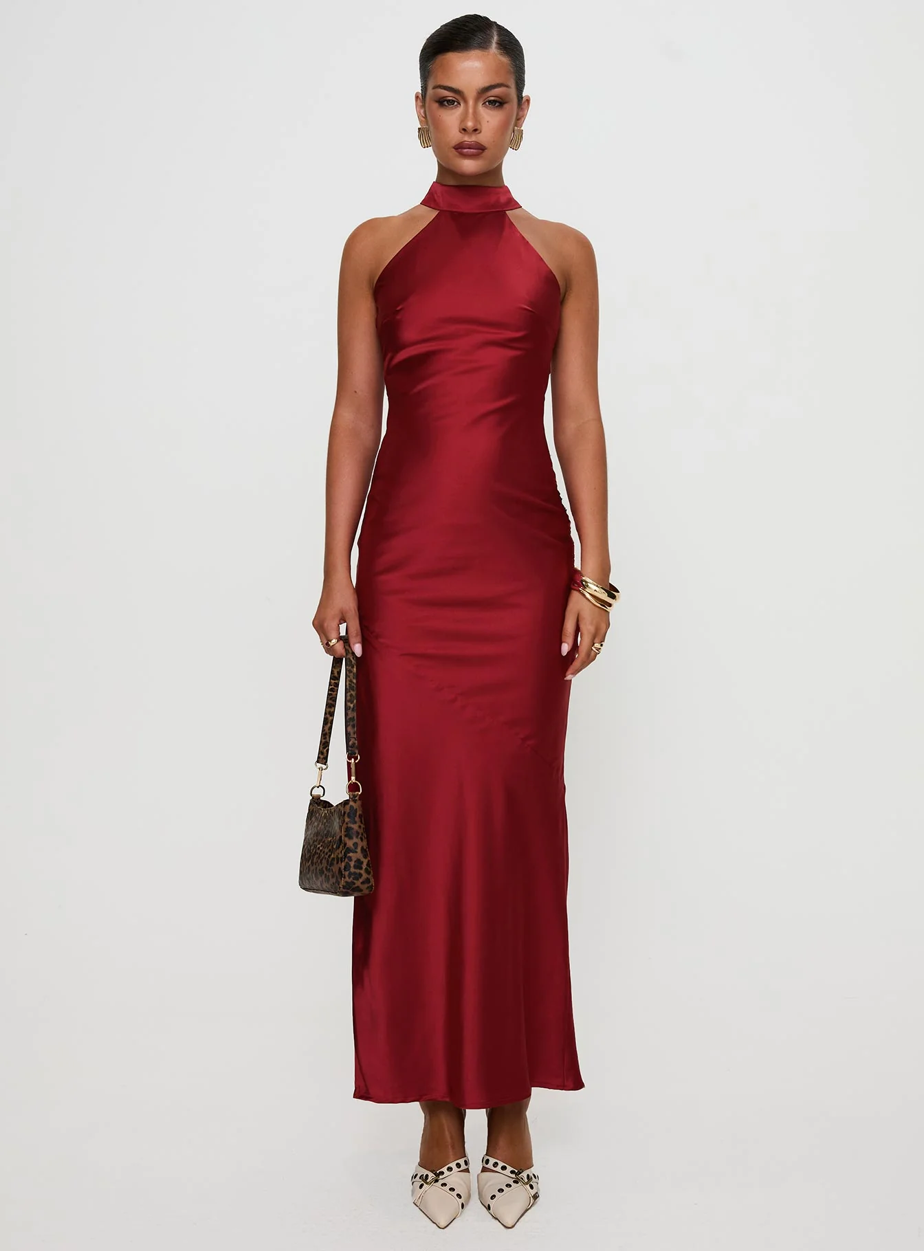 Mordecai Halter Maxi Dress Burgundy