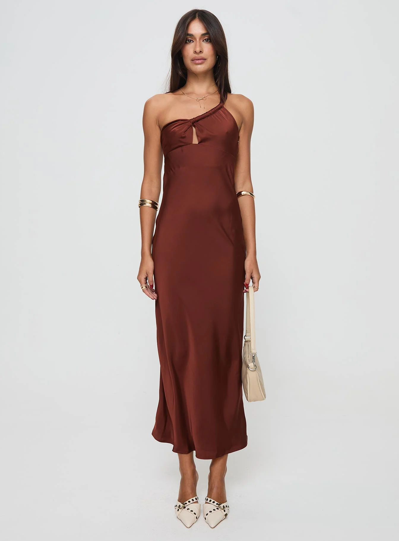 Casimir One Shoulder Maxi Dress Chocolate