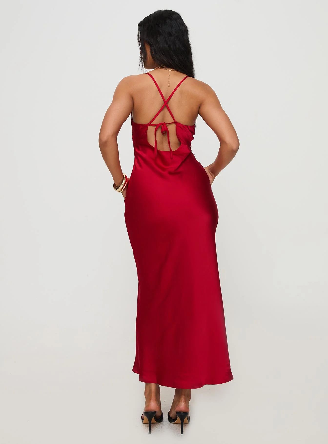 Treasure Bias Cut Maxi Dress Red