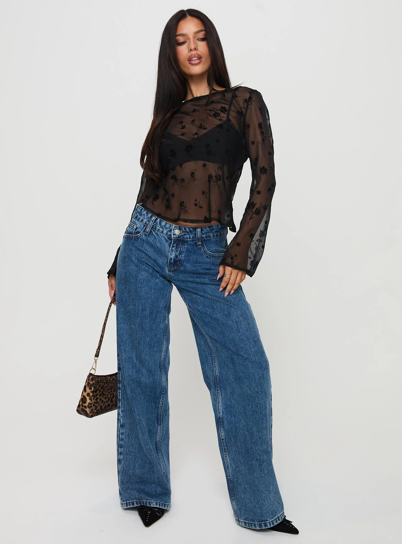 Broken Clocks Long Sleeve Top Black