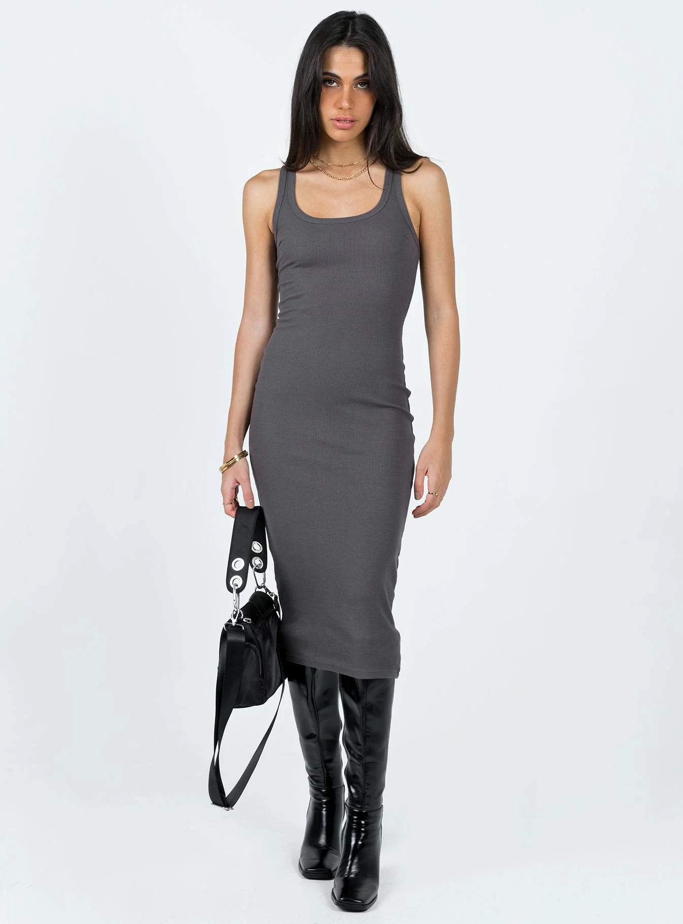 Camellia Midi Dress Slate Grey