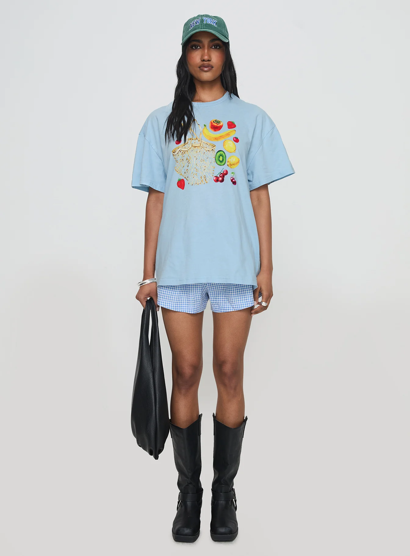 Grocery Run Oversized Graphic Tee Blue