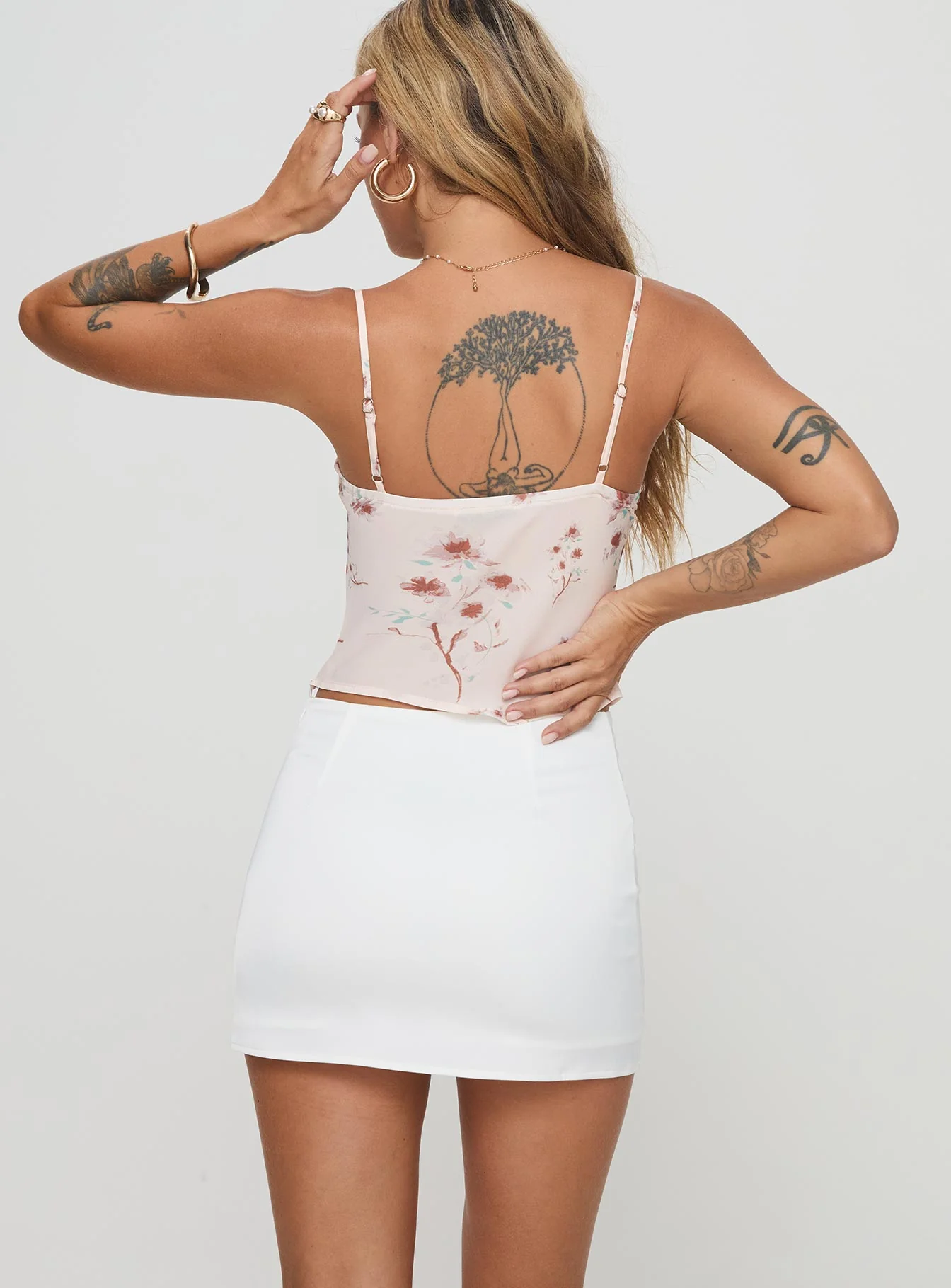 Karley Satin Mini Skirt White Petite