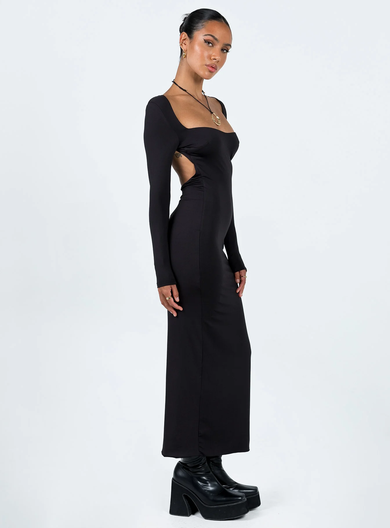 Dorado Long Sleeve Midi Dress Black