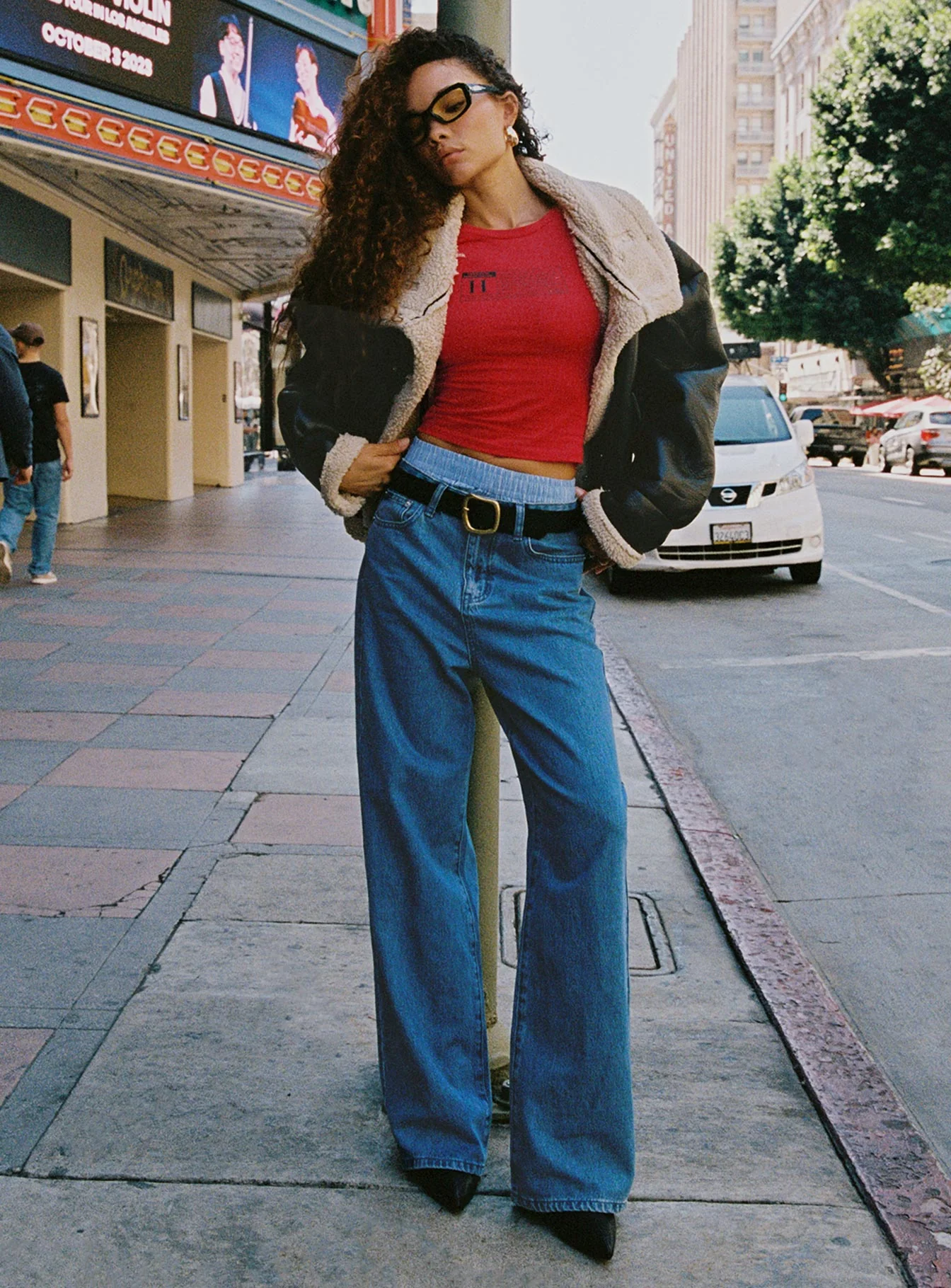 Eugarie Wide Leg Jeans Mid Wash Denim