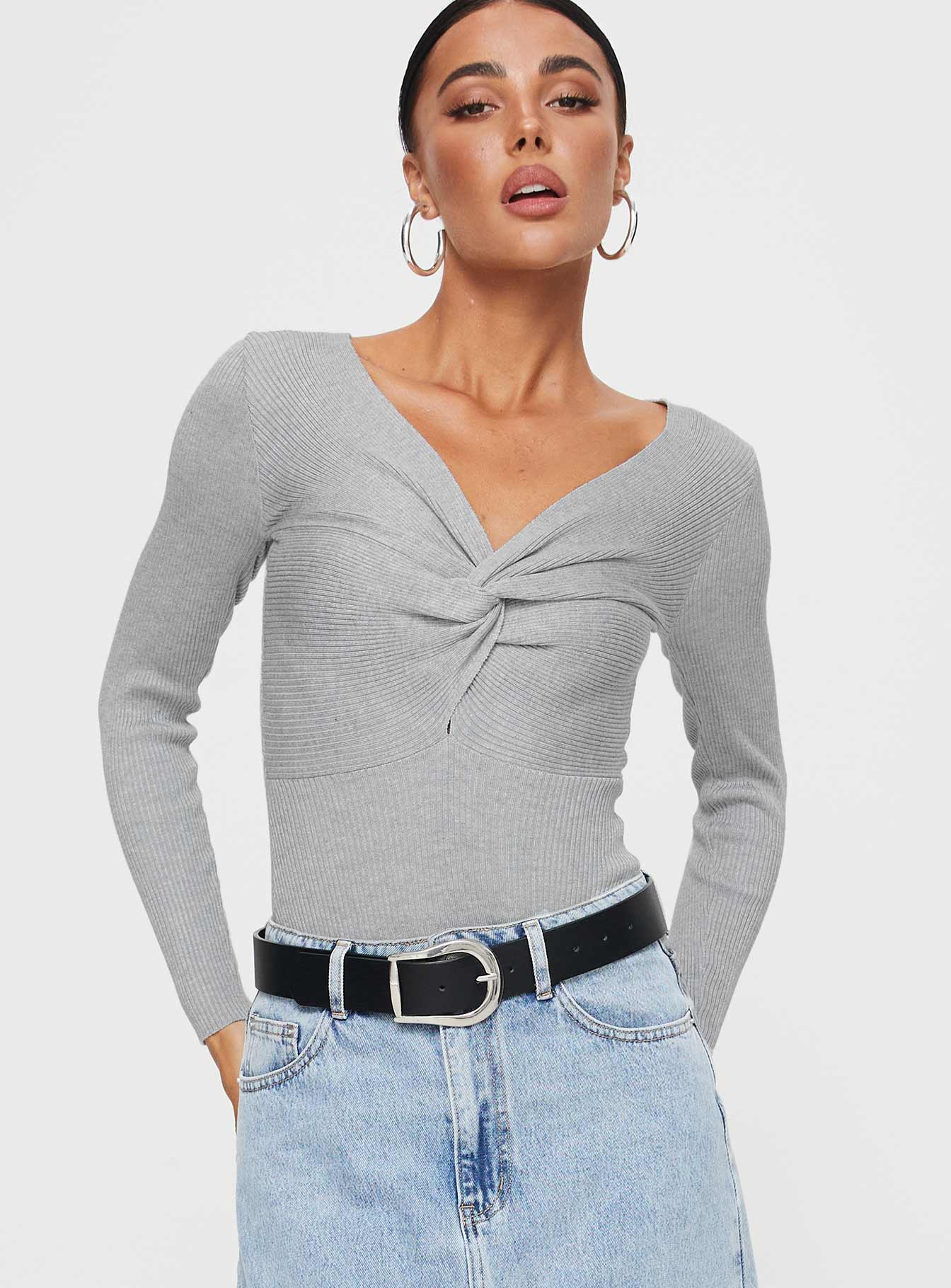 Dimitra Twist Bodysuit Grey