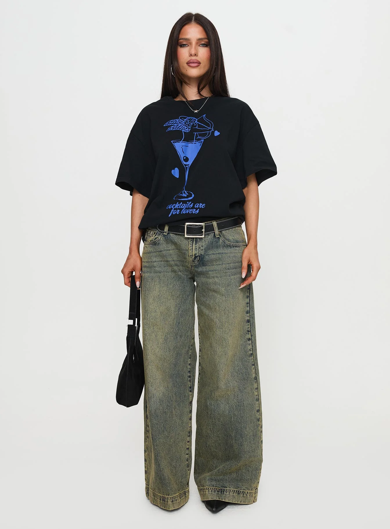 Cocktail Hour Oversized Tee Black