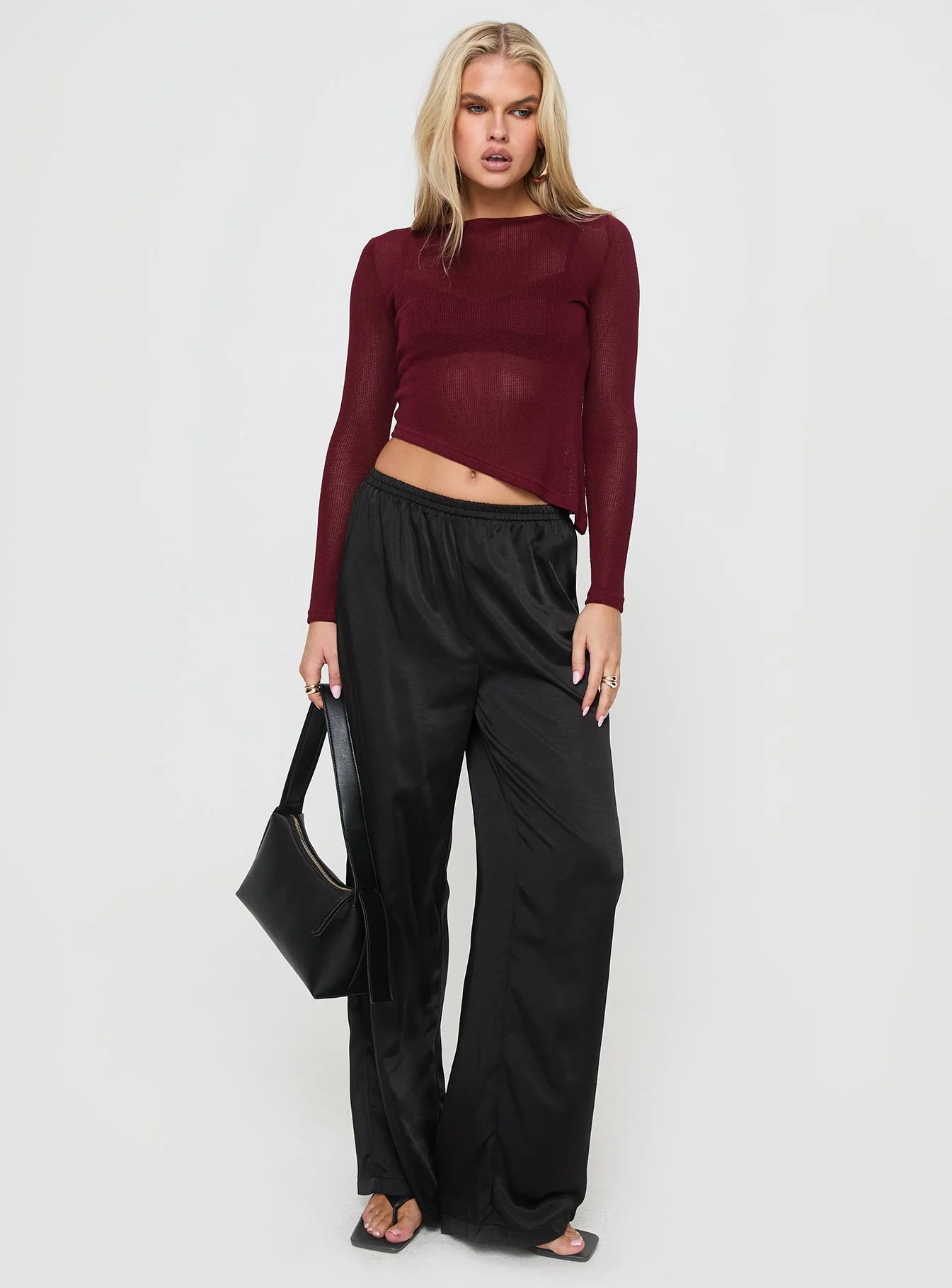 Pratt Long Sleeve Top Burgundy