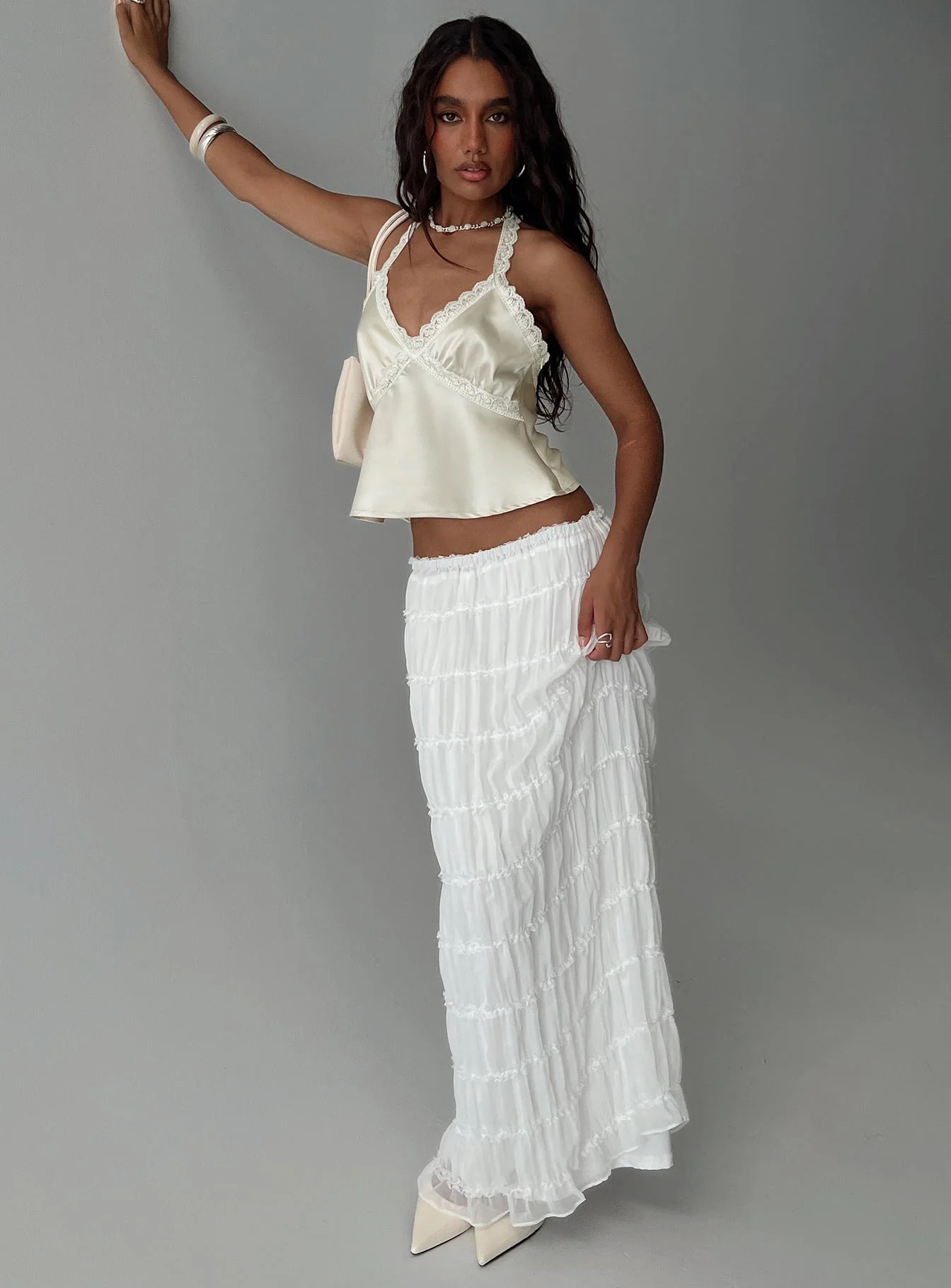 Estefania Maxi Skirt White