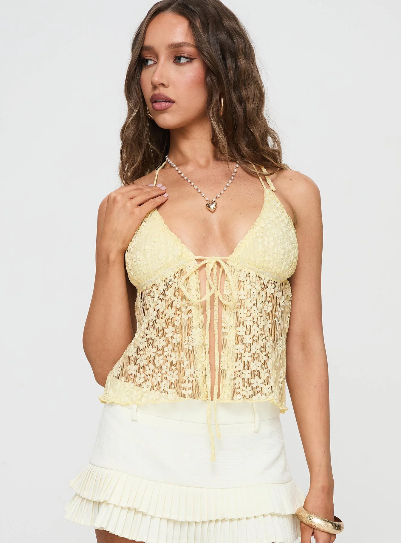 CHANTRIA LACE TOP YELLOW