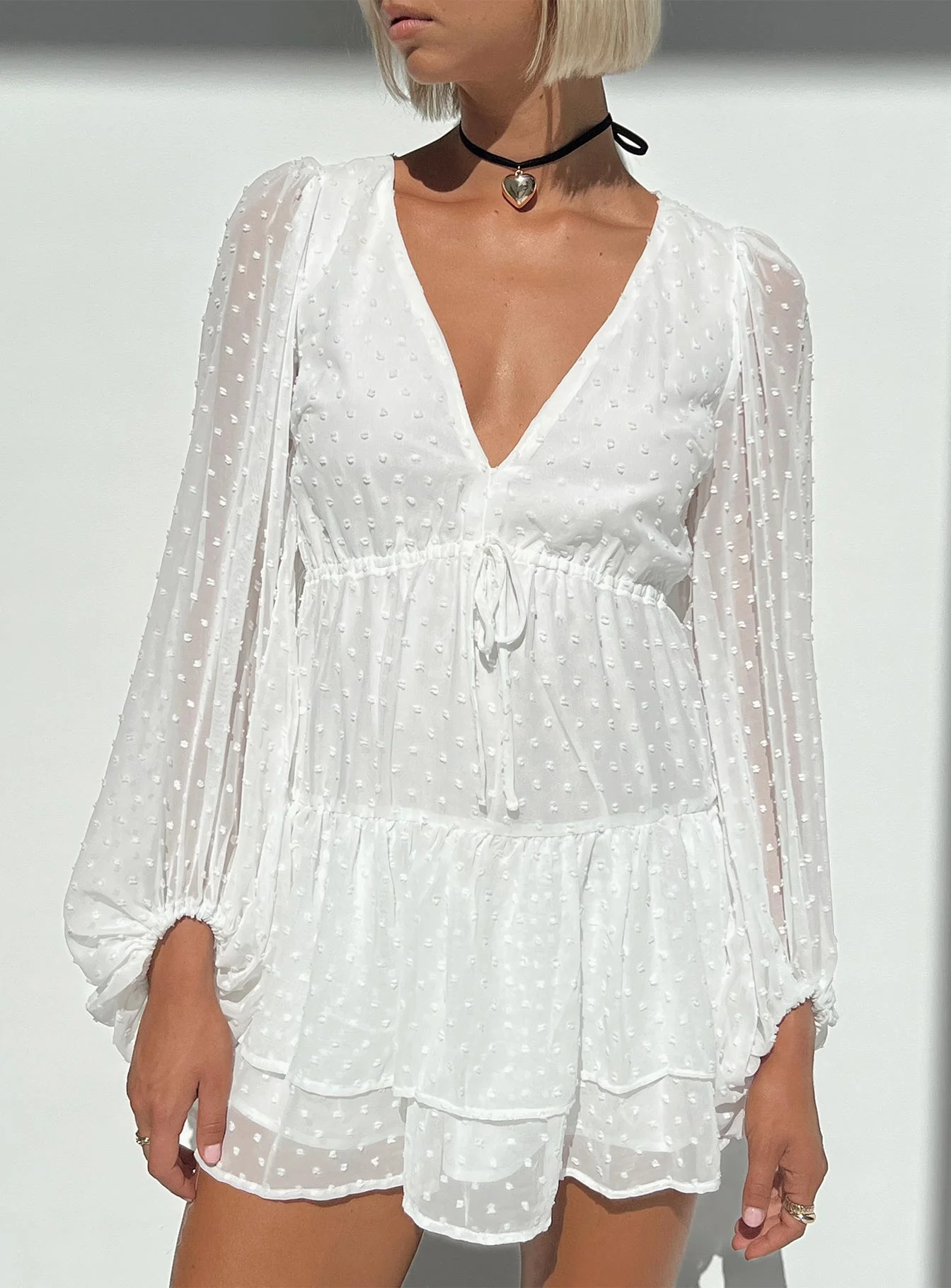 Dialla Long Sleeve Mini Dress White