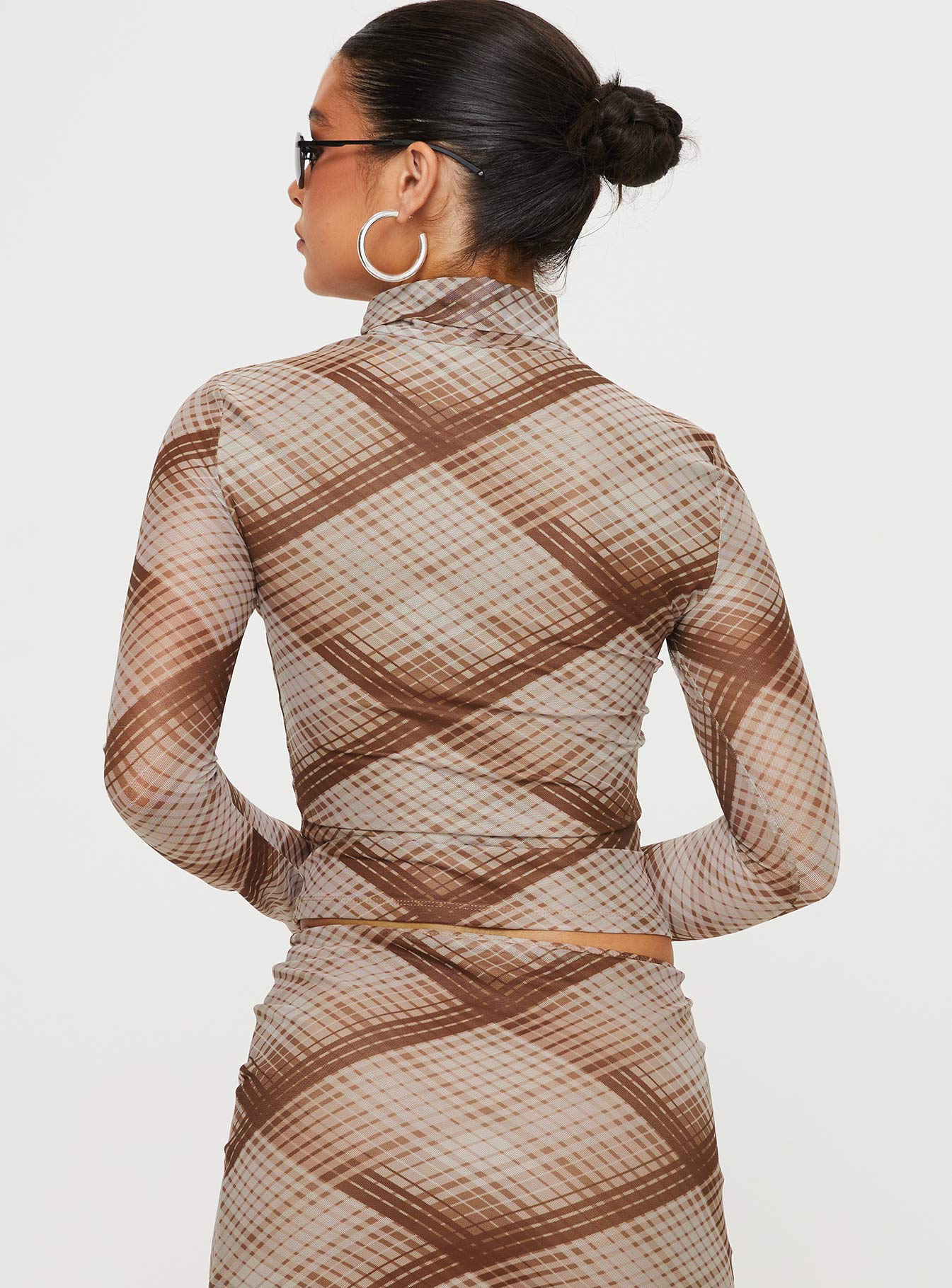 Another Dreamer Long Sleeve Top Brown Check