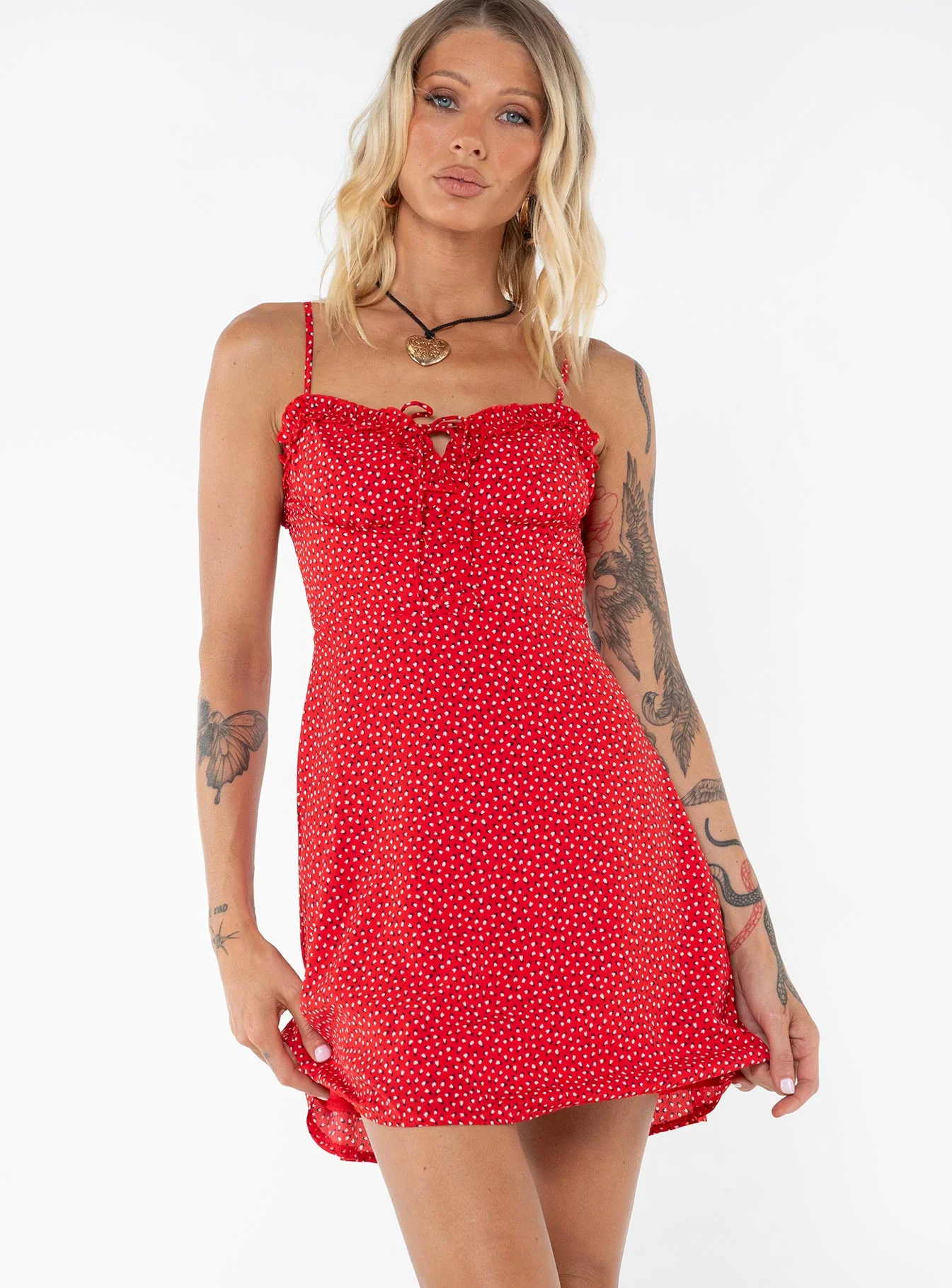 Love Birds Mini Dress Red Tall