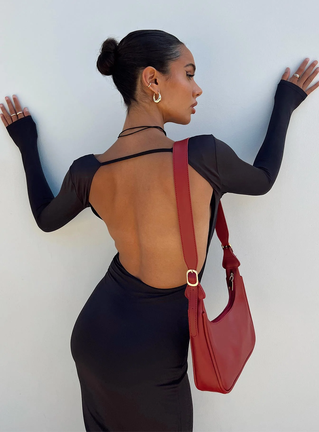 Dorado Long Sleeve Midi Dress Black