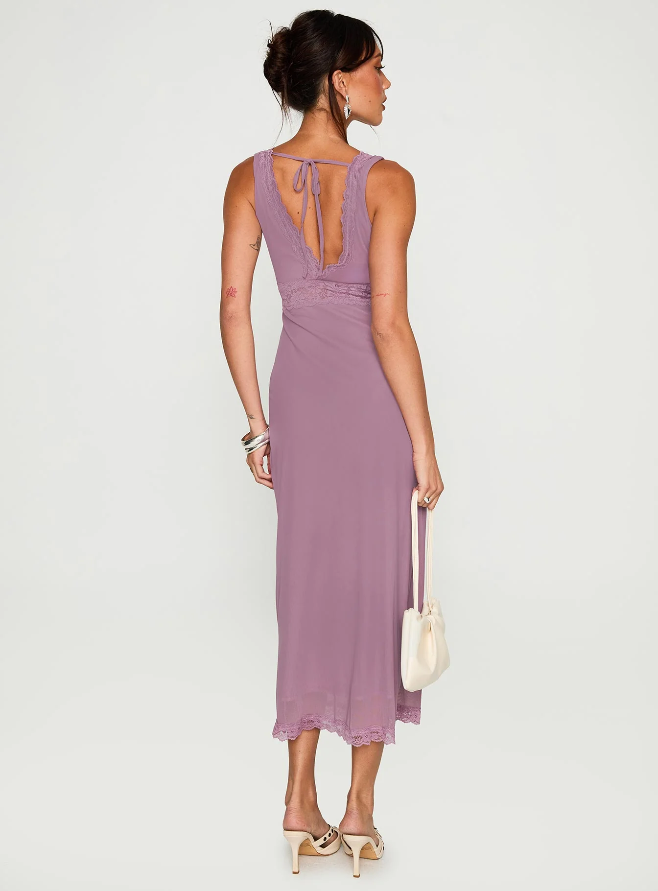 Between The Lines Lace Trim Maxi Dress Purple