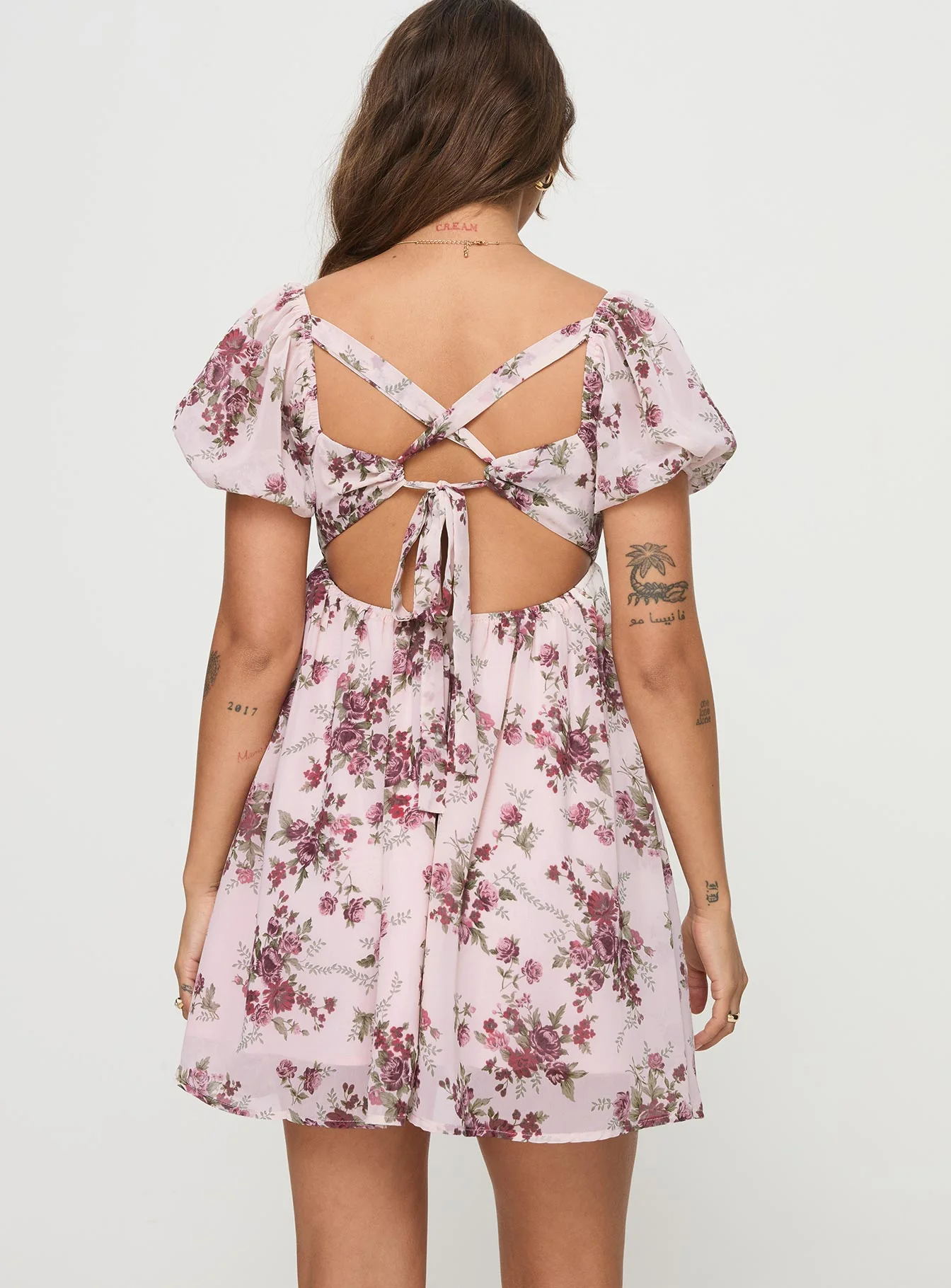 Let's Dance Mini Dress Cream Floral