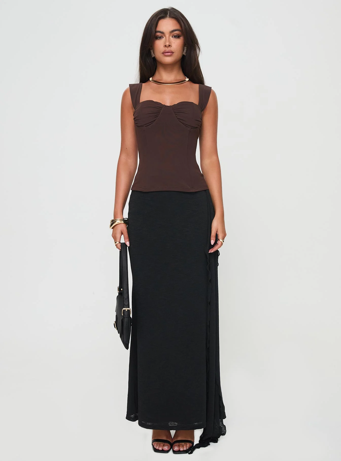 Kyrie Longline Corset Top Brown