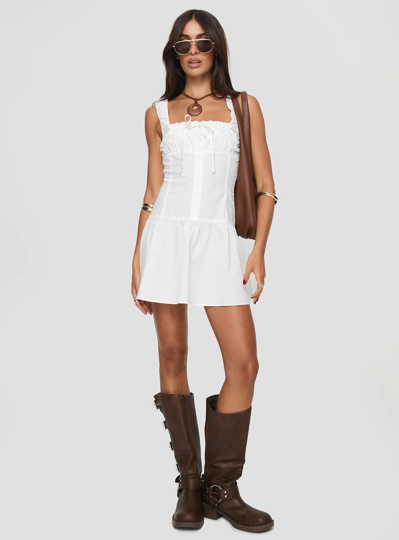 Heart Shaped Mini Dress Porcelain