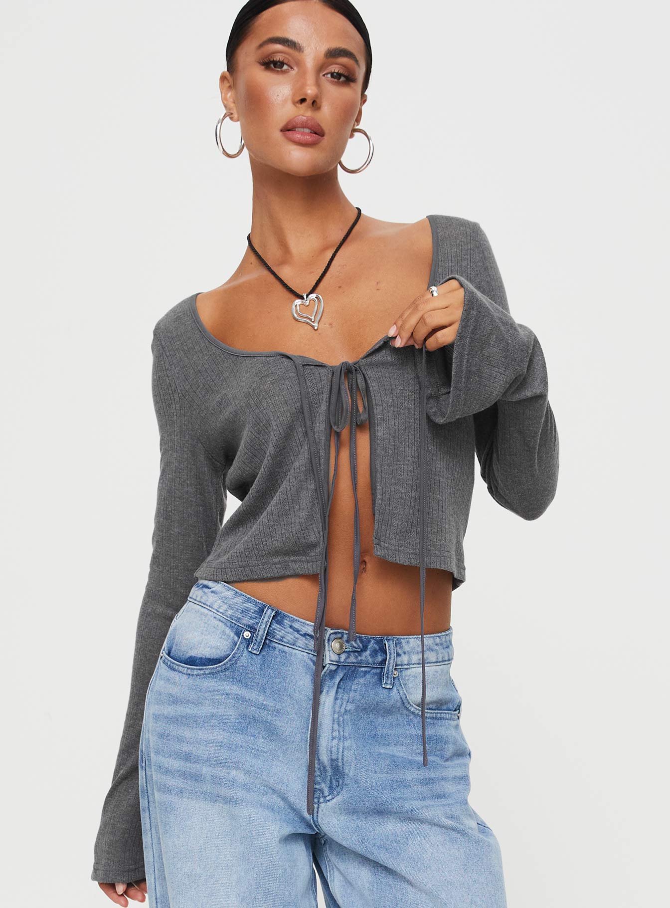 Barbaro Long Sleeve Top Slate Grey