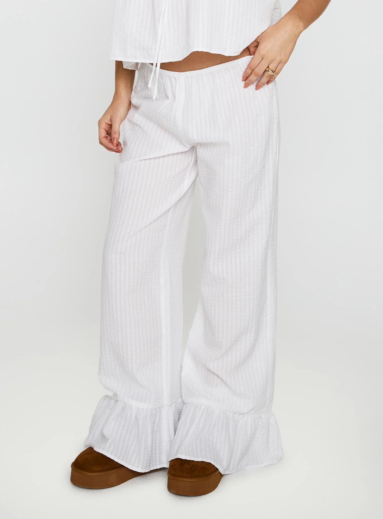Santabelle Frill Pants White