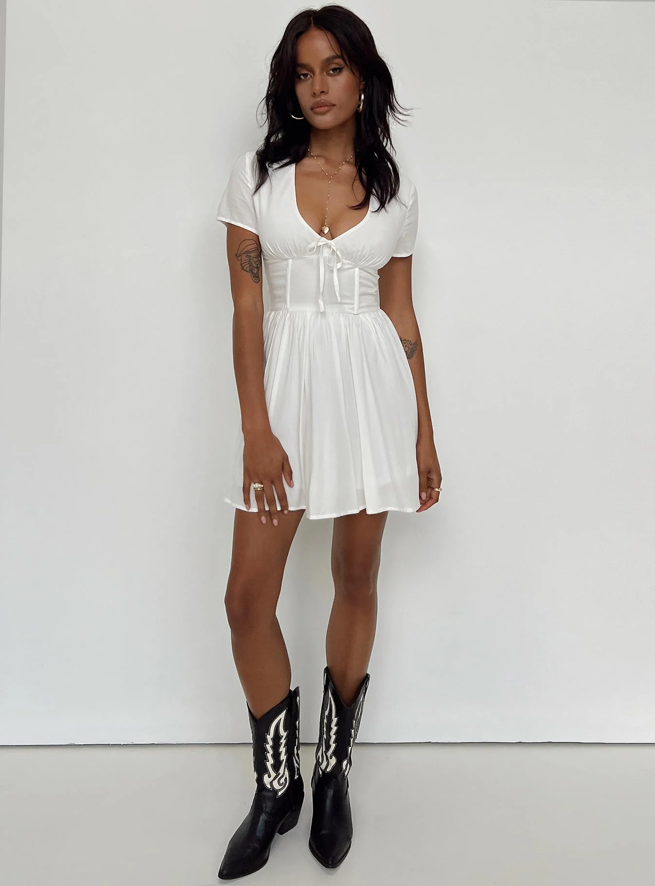 Pasque Mini Dress White