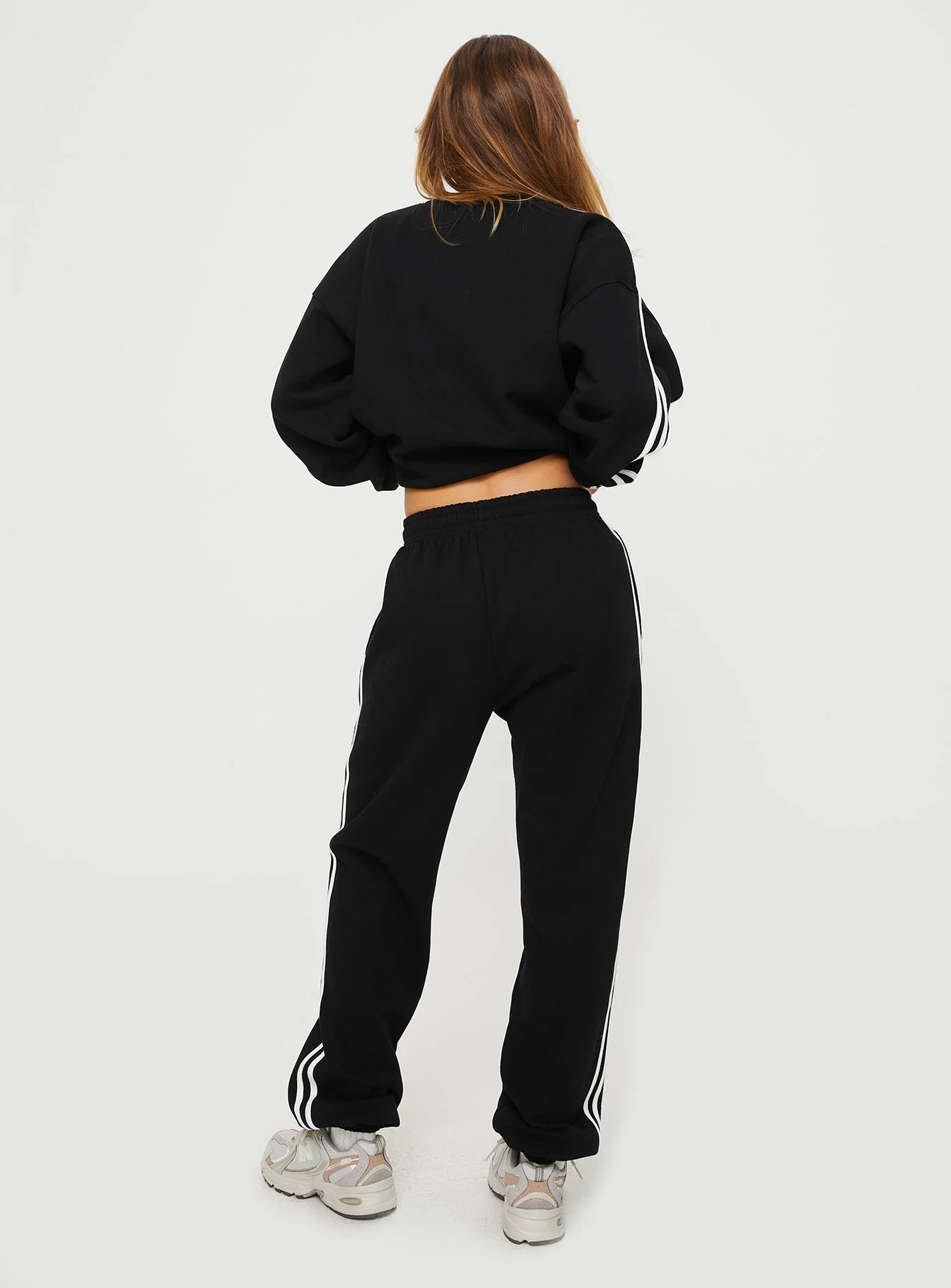 Princess Polly Track Pants Stripe Black / White