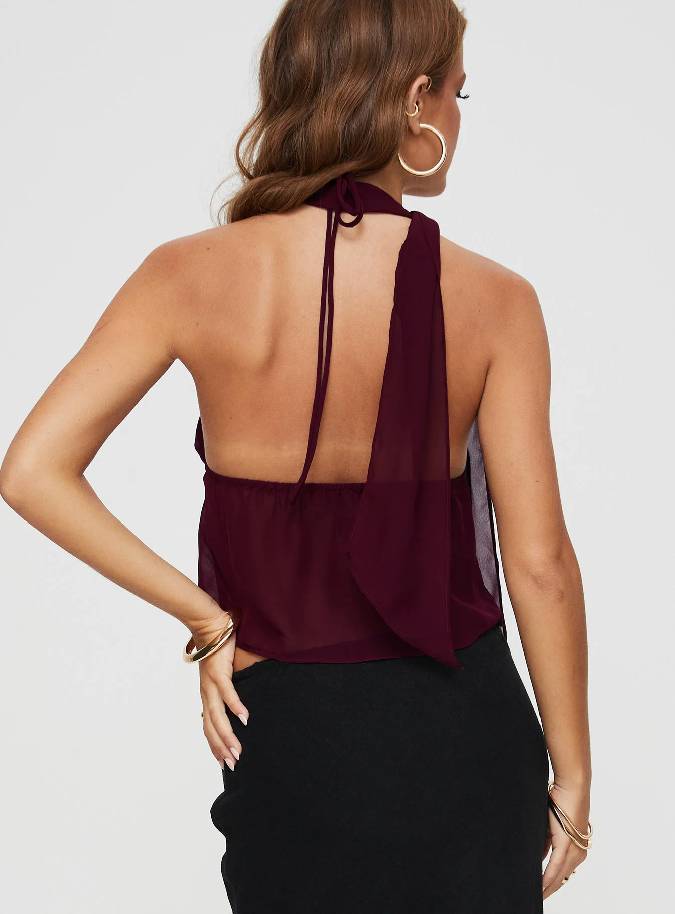 Demi Frill Top Burgundy