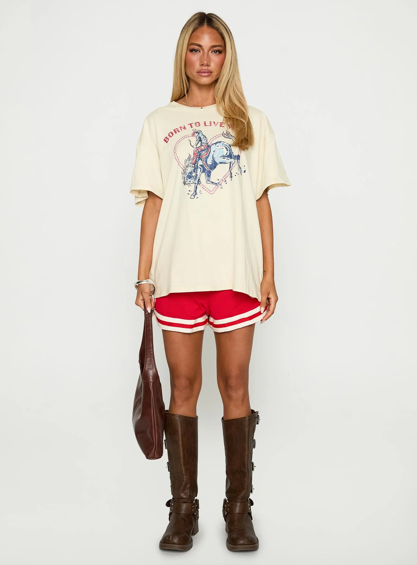 Born To Live Wild Graphic Top White