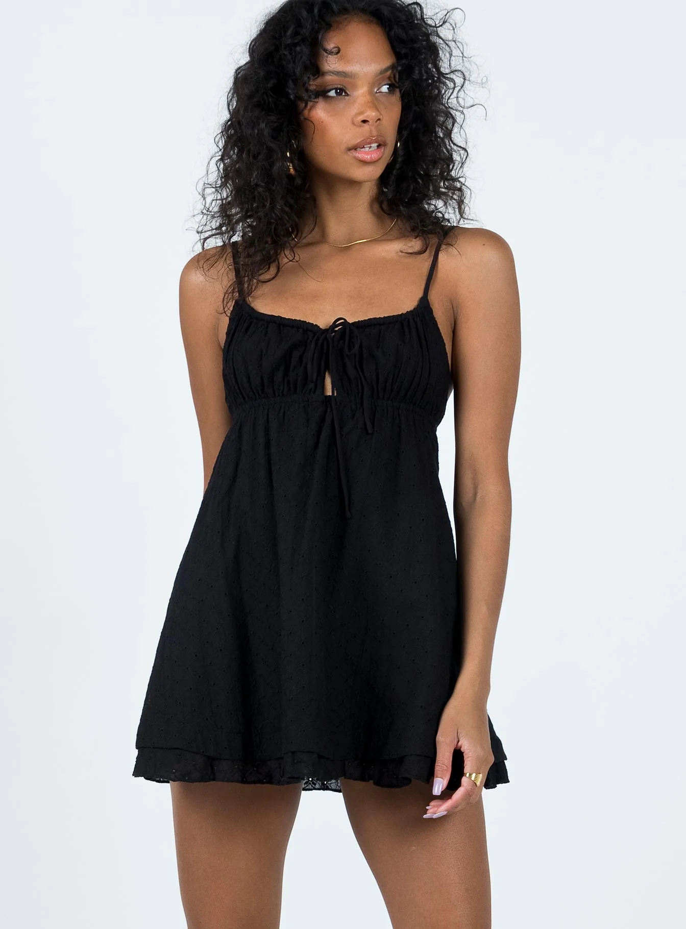 Empress of Love Mini Dress Black Embroidery