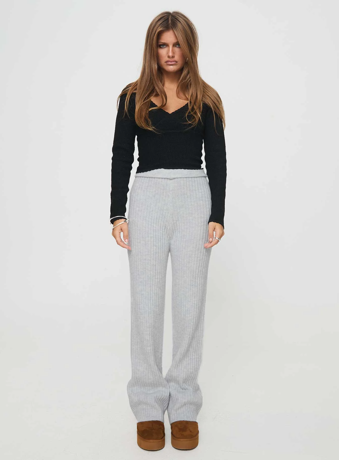 Templa Knit Pants Grey Marle